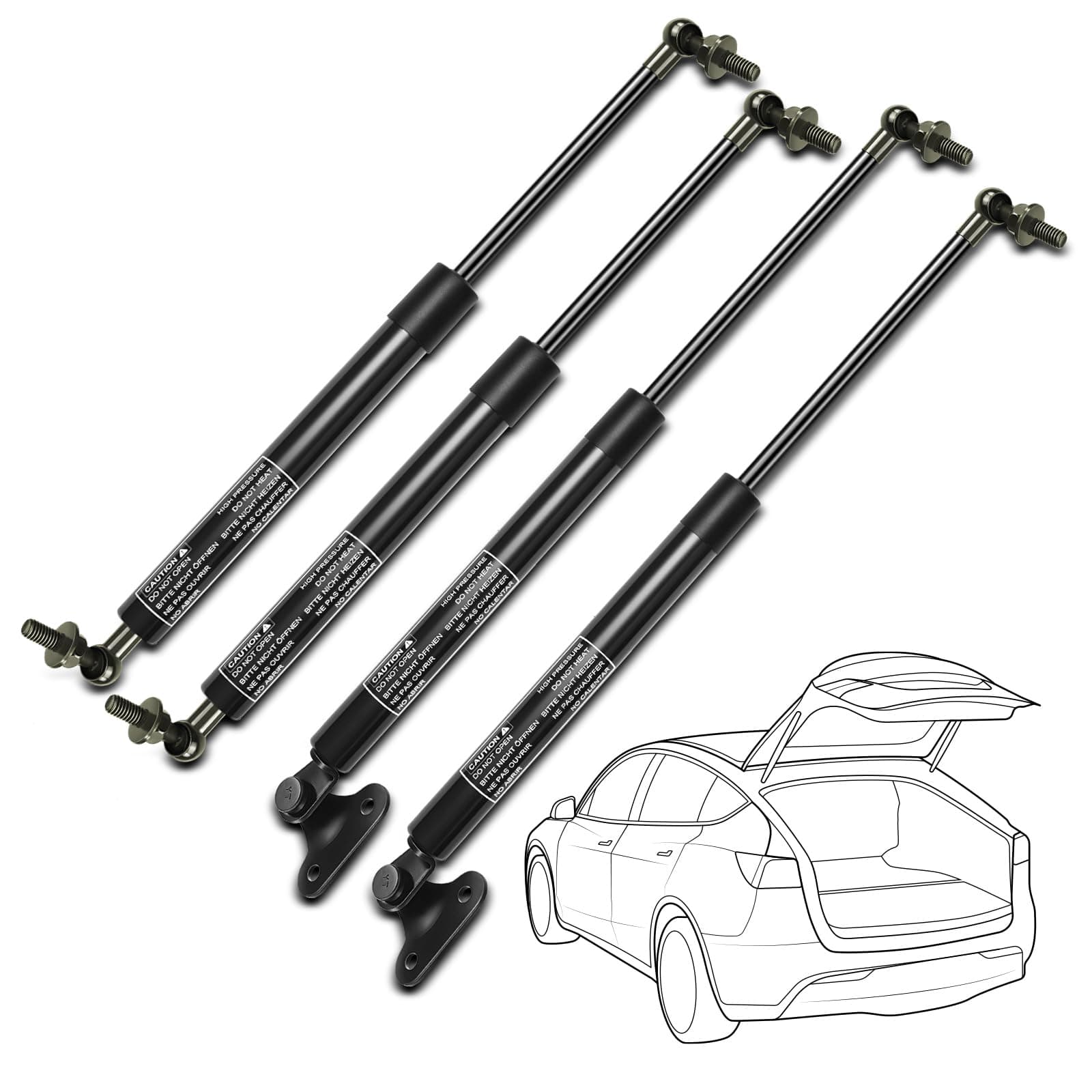 Set of 4 Lift Supports Gas Struts Replacement for Toyota Land Cruiser Lexus LX470 1998-2007 Front Hood and Rear Liftgate