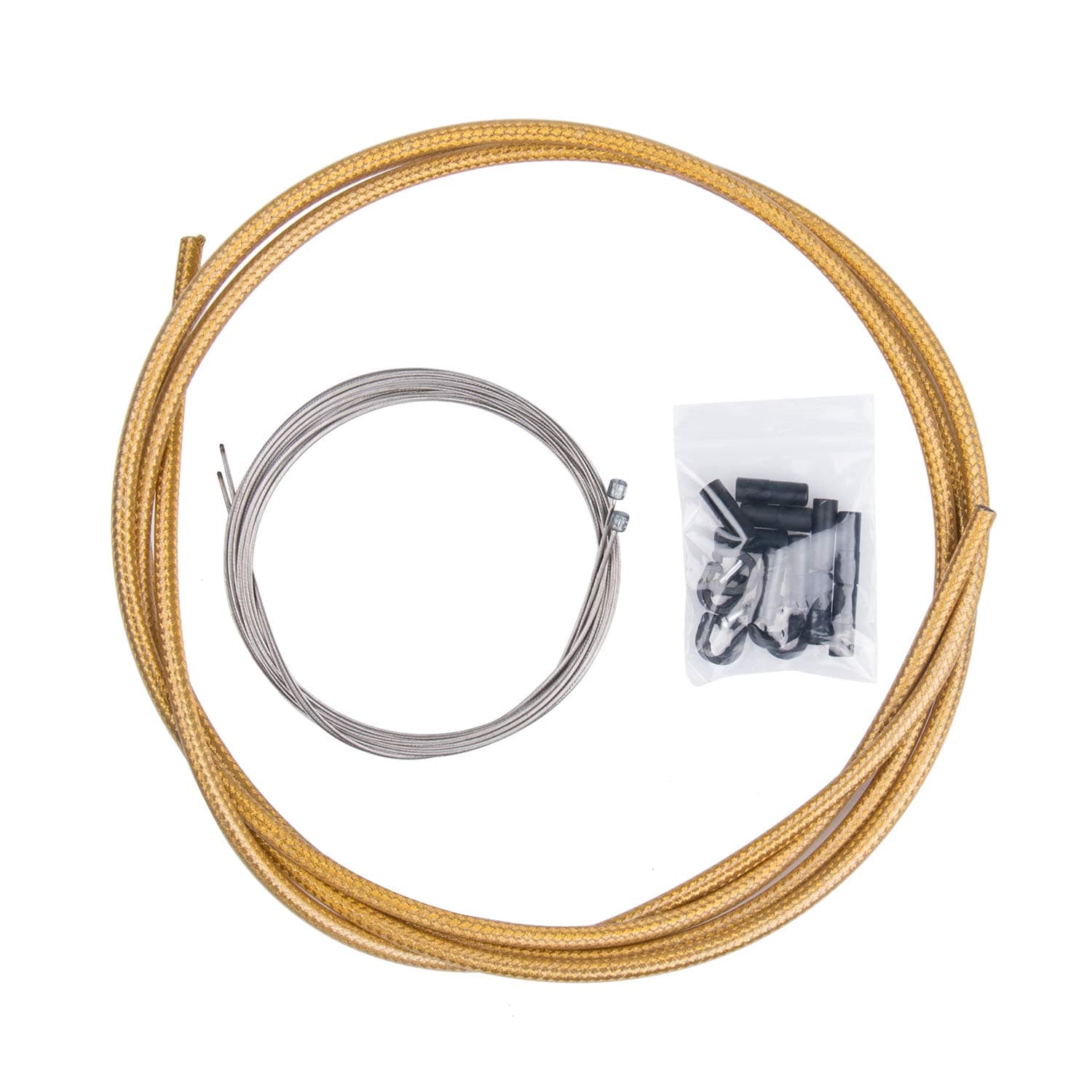 Shift/Shifter Cable & Housing Set, Derailleur Cables Braided PTFE Cable Housing Set for Mountain Bike and Road Bicycle, Universal，Gold/Black/Silver
