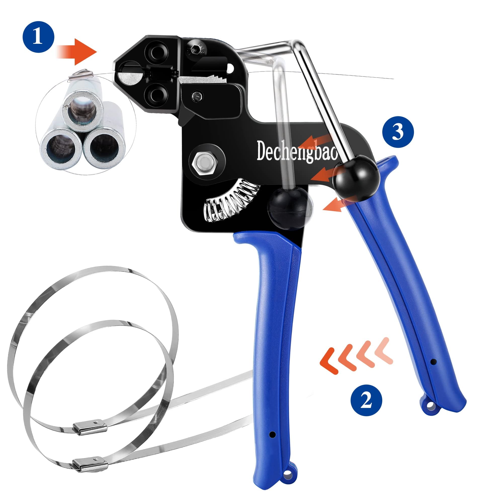 Metal Cable Tie Gun Set, Stainless Steel Cable Tie Gun, Adjustable Tensioning and Cutting Tool with 200 Self-Locking 304 Stainless Steel Cable Ties