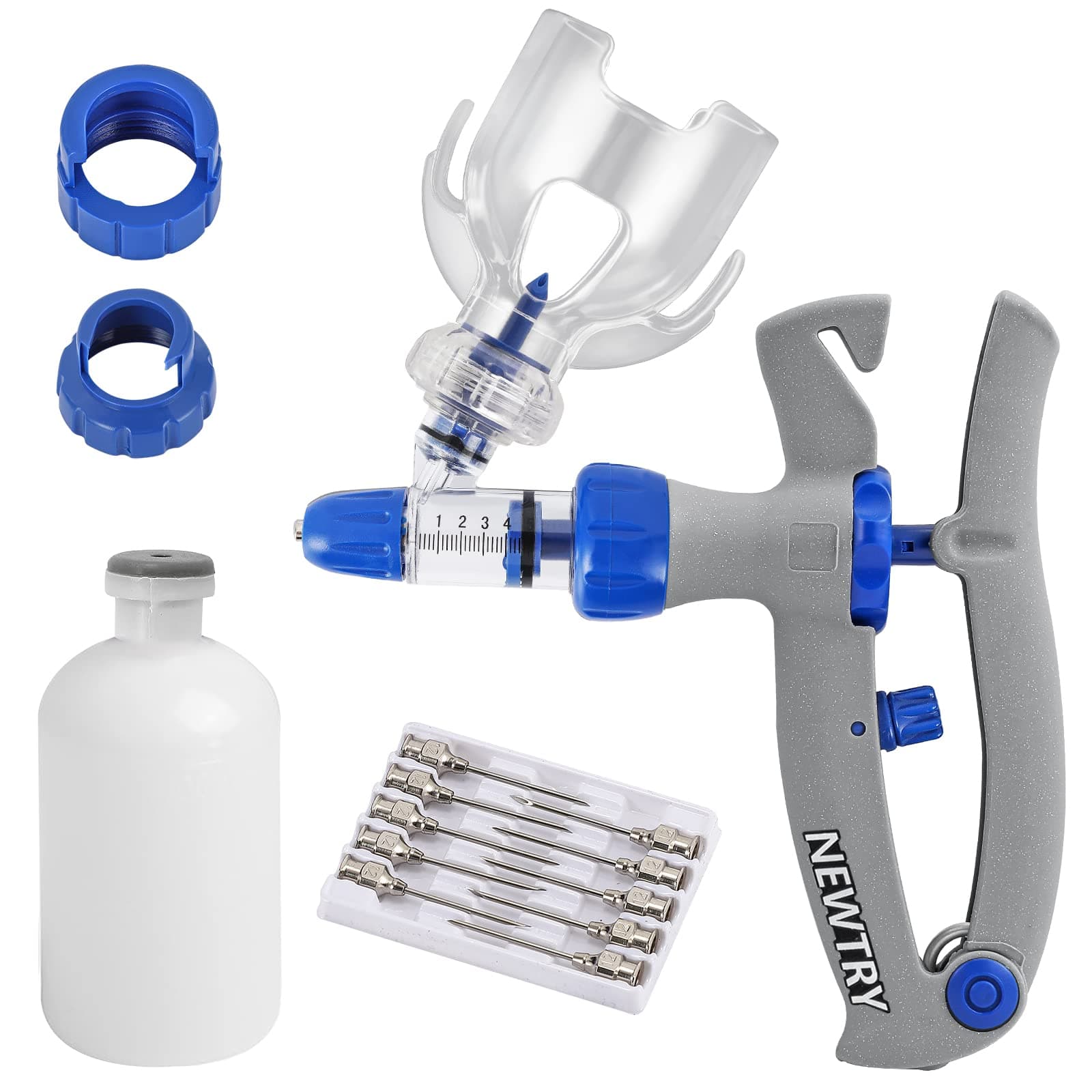 NEWTRY Adjustable and Continuous Veterinarian Syringe Animal Injector Gun Animal Drench Gun for Cattle Goat Pig Livestock and Other Animals (5ml)