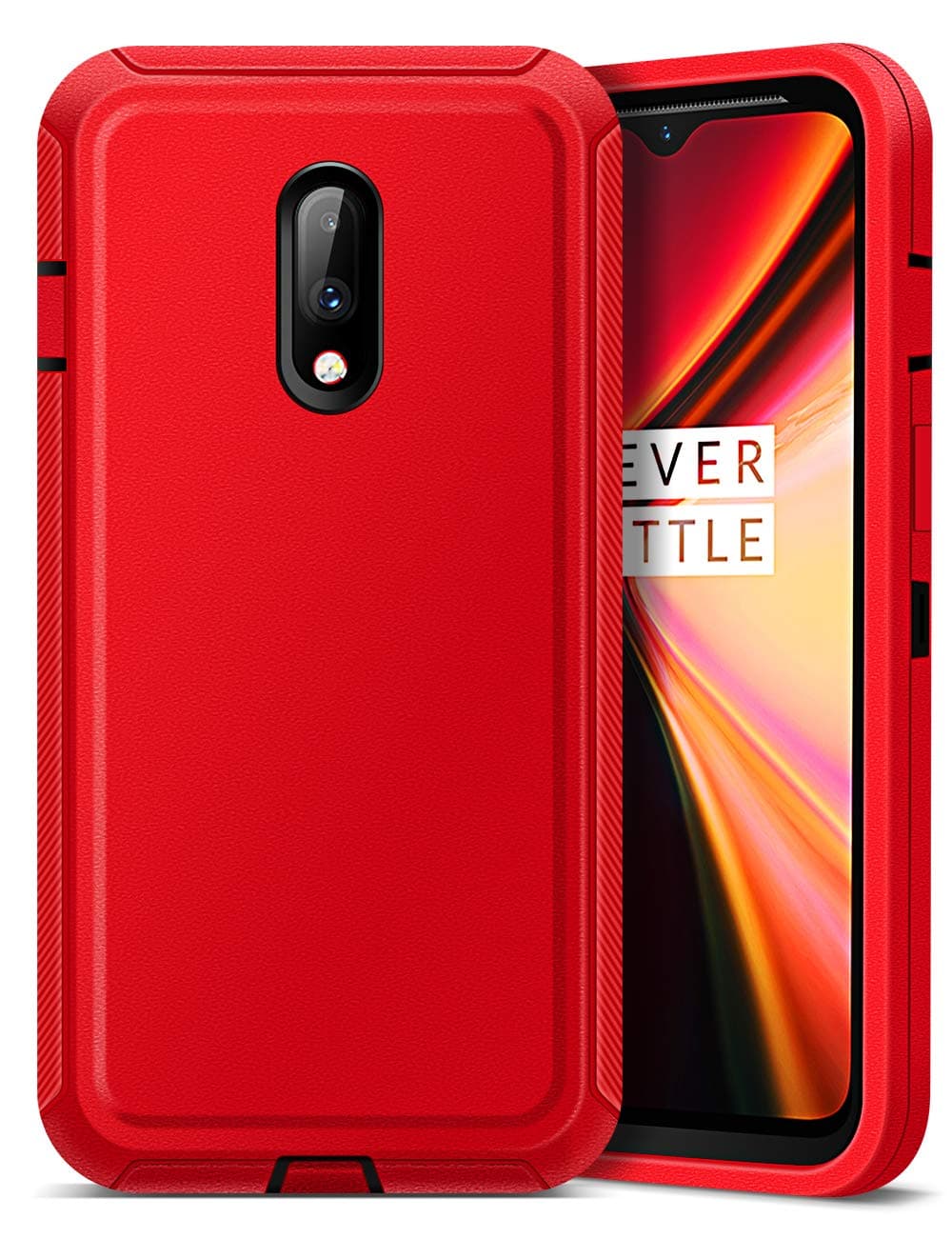 Jelanry Heavy Duty Armor for OnePlus 7 Case Dual Layer Protective Shell Shockproof Outdoor Sports Rugged Phone Case Anti-Scratches Non-Slip Bumper Cover Hybrid Case for OnePlus 7 2019 Red
