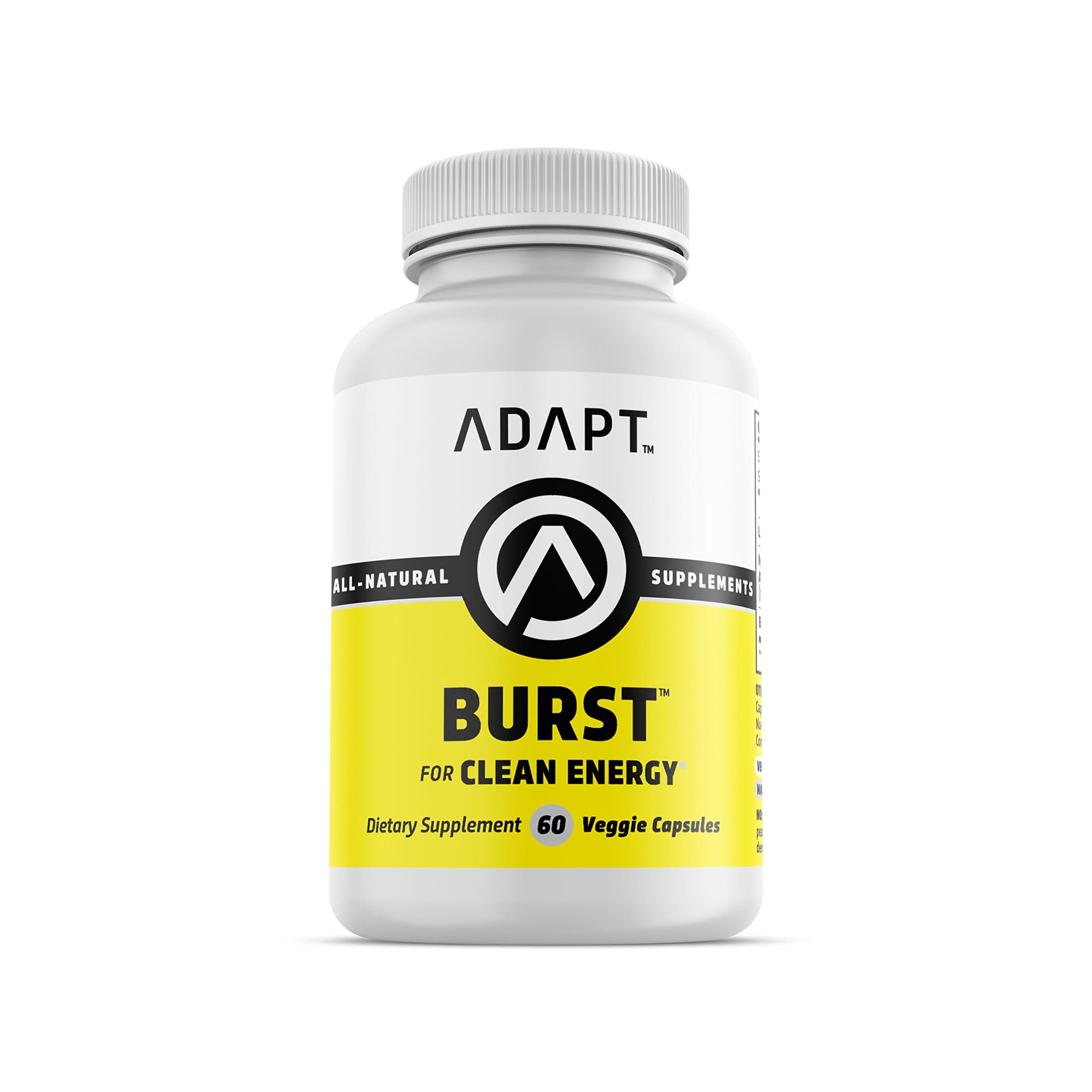 Adapt Burst | Natural Caffeine + L-Theanine 400mg | Formulated for Jitter-Free Energy | Enhanced Memory, Focus & Mental Performance Without Crash | 60 Gluten-Free Veggie Capsules