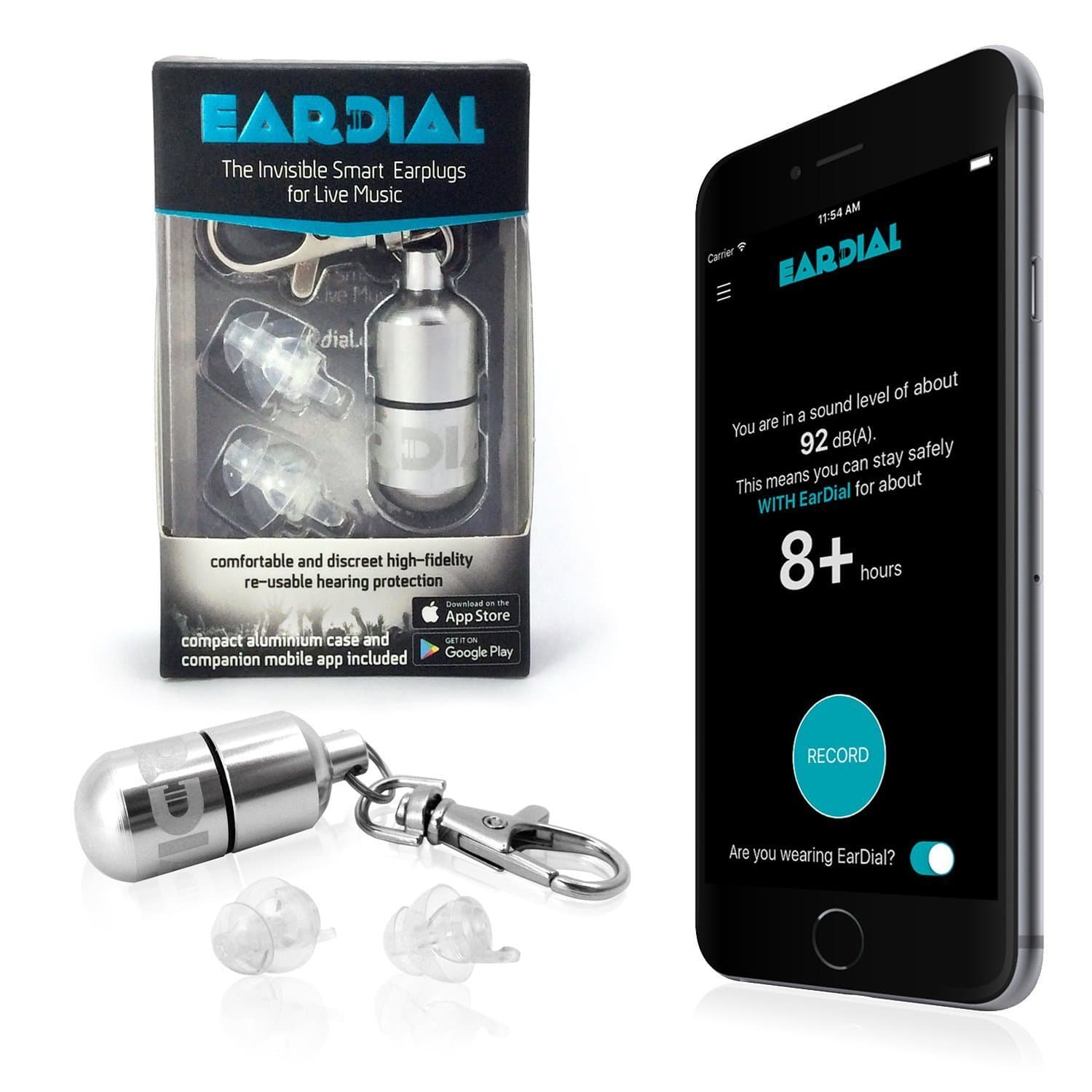 HiFi Earplugs - Invisible Hearing Protection for Concerts, Music Festivals, Musicians, Motorcycles and other Discreet Comfortable High Fidelity Noise Reduction. With Compact Case and App