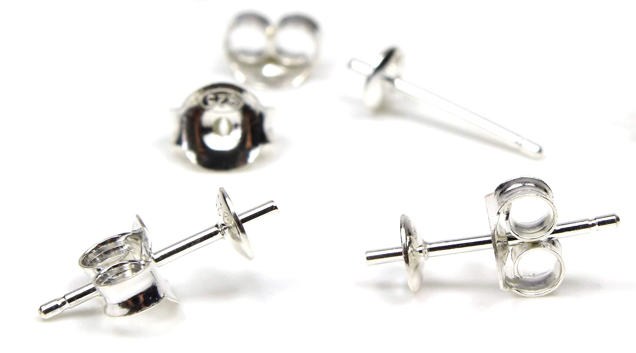 Earring Findings Studs Butterfly Backs 100% Sterling Silver | 5 Pairs | DIY Jewellery Making | Post Finding Pins, Crafting Blank