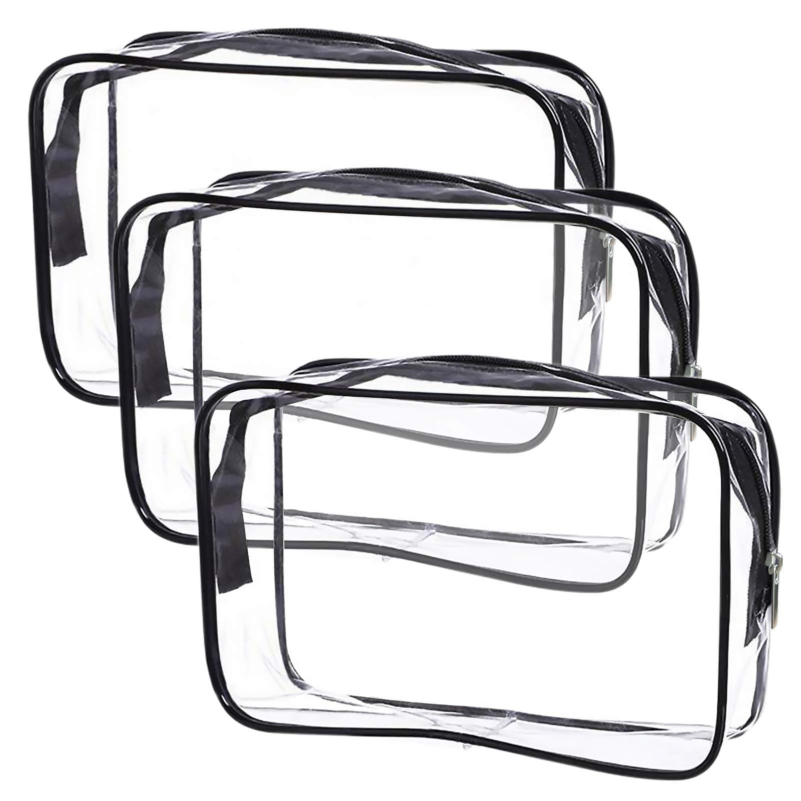 Cosywell Clear Toiletry Bag Quart Size Bag Travel Makeup Cosmetic Bag PVC Toiletries Cosmetic Pouch for Women Men 3PCS (S)