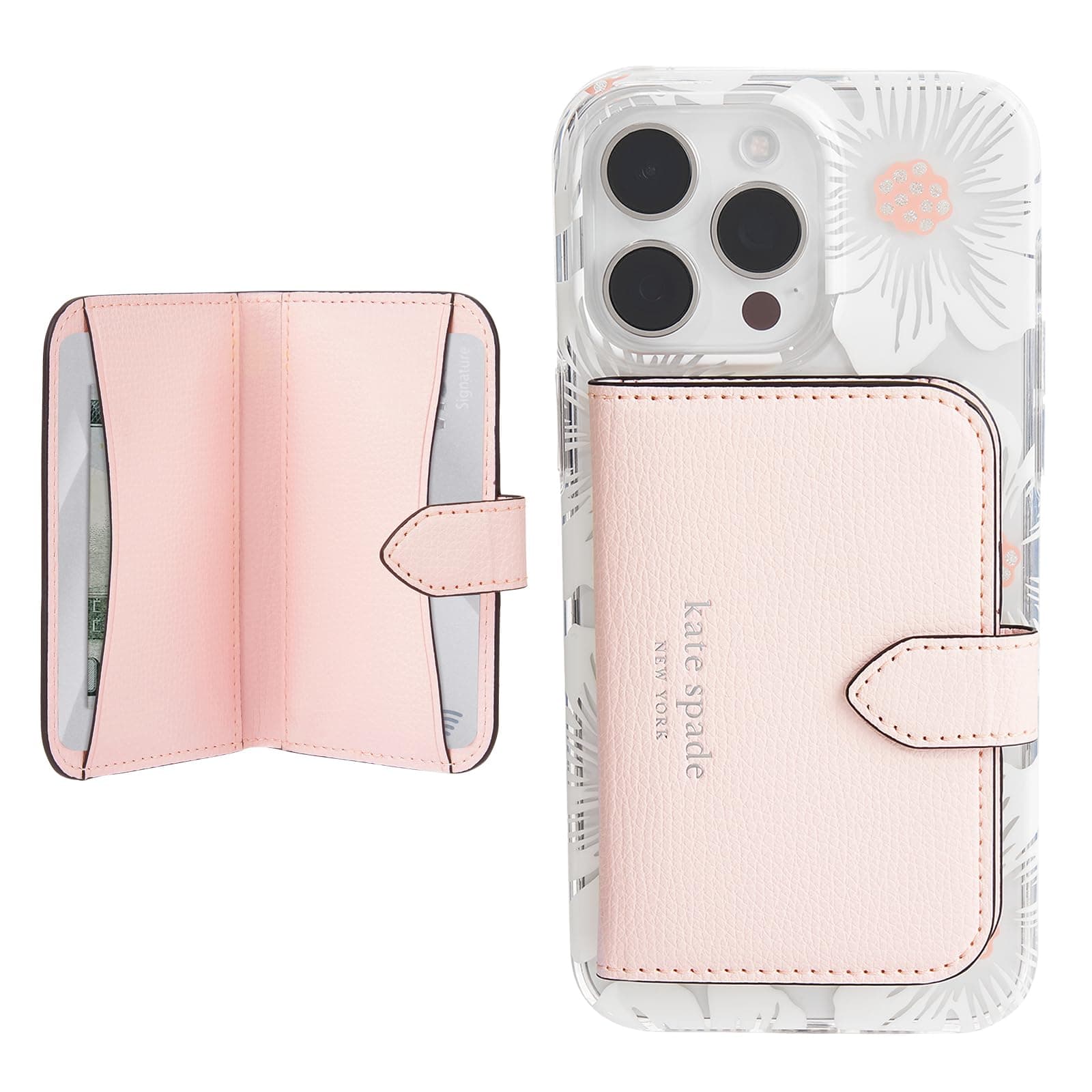 Kate Spade New York Morgan Magnetic Phone Wallet/Card Holder - Compatible with MagSafe Wallet - Chalk Pink