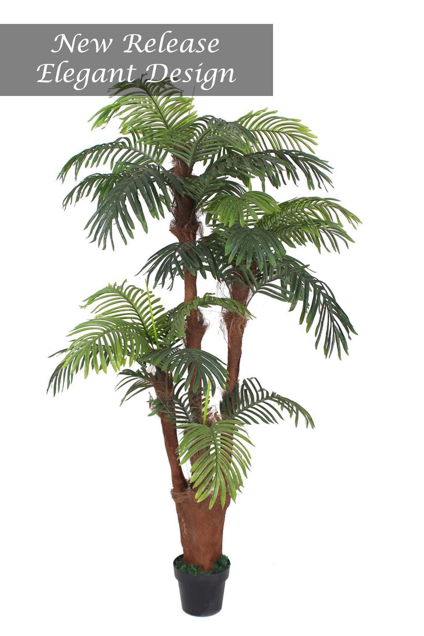 AMERIQUE Gorgeous Tech, w Gorgeous & Unique 6 Feet Tropical Palm Tree Artificial Plant with Nursery Plastic Pot, Real Touch Technology, with UV Protection, Super Quality, 6', Green