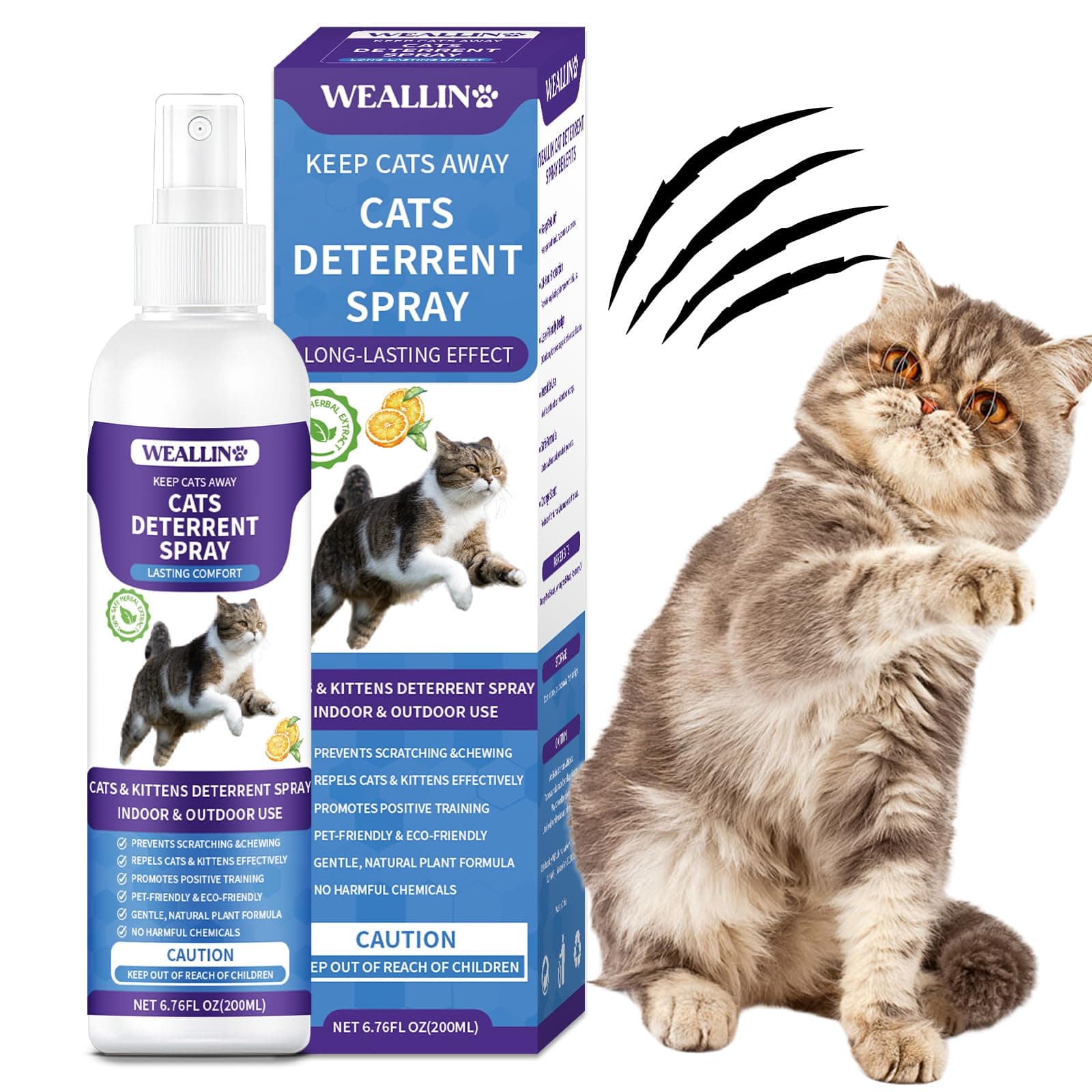 Cat Repellent Spray, 200ml Cat Deterrent Spray Indoor, Anti-Scratch Cat Spray for Scratching, Natural Cat Deterrent Spray for Cats Kittens Training Aid, Protects Furniture for Outdoor Garden