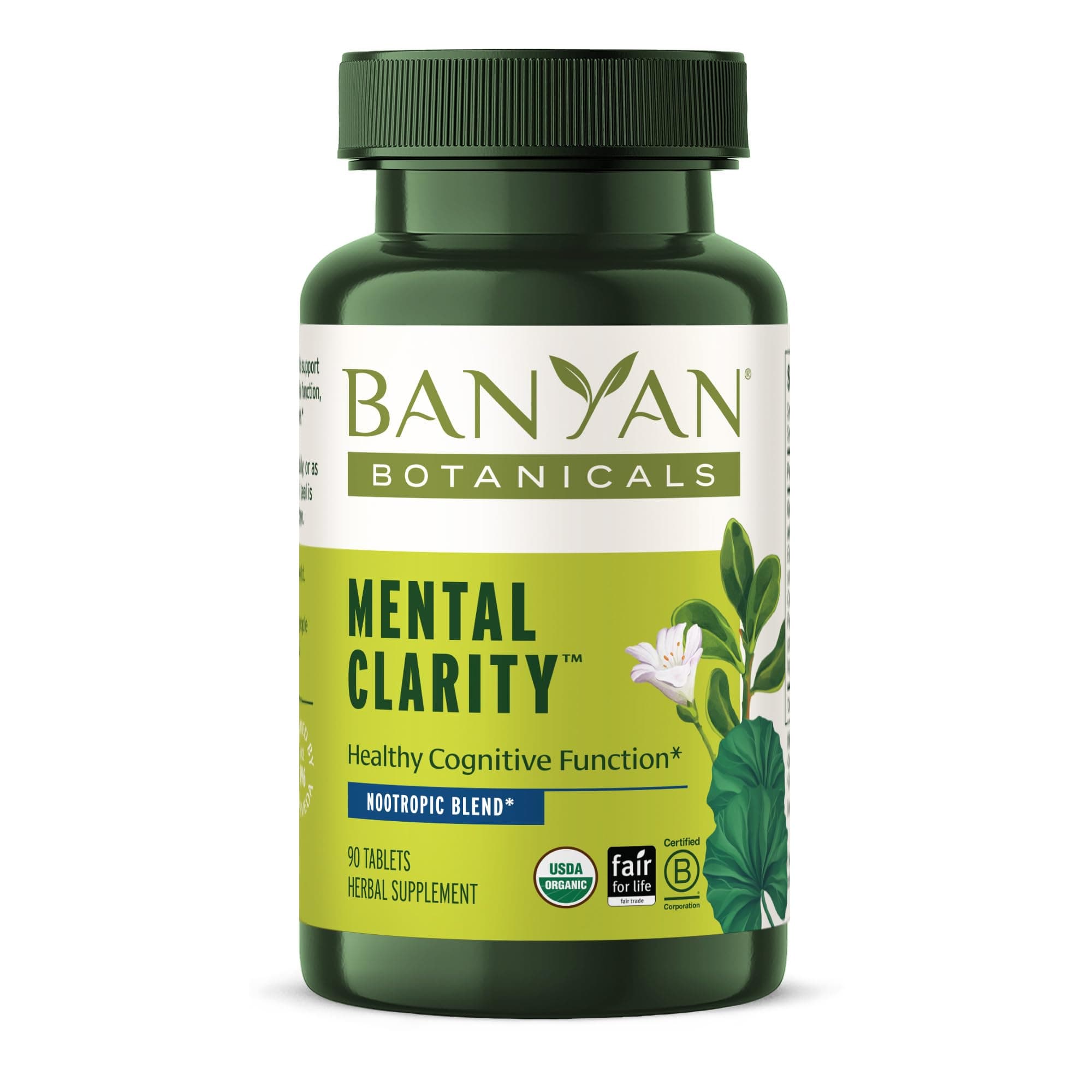 Banyan Botanicals Mental Clarity – Organic Supplement with Gotu Kola & Bacopa – Supports Healthy Cognitive Function & Mental Performance* – 90 Tablets – Non-GMO Sustainably Sourced Vegan