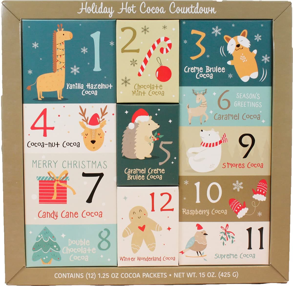 Christmas Sampler Gift Advent Calendar 12 Days of Coffees, Teas or Cocoas (Hot Chocolate) for Christmas Gourmet Gift Box Set - Best Xmas Present For Friends, Family, Corporate, Coworkers, or Teachers (Hot Chocolate)