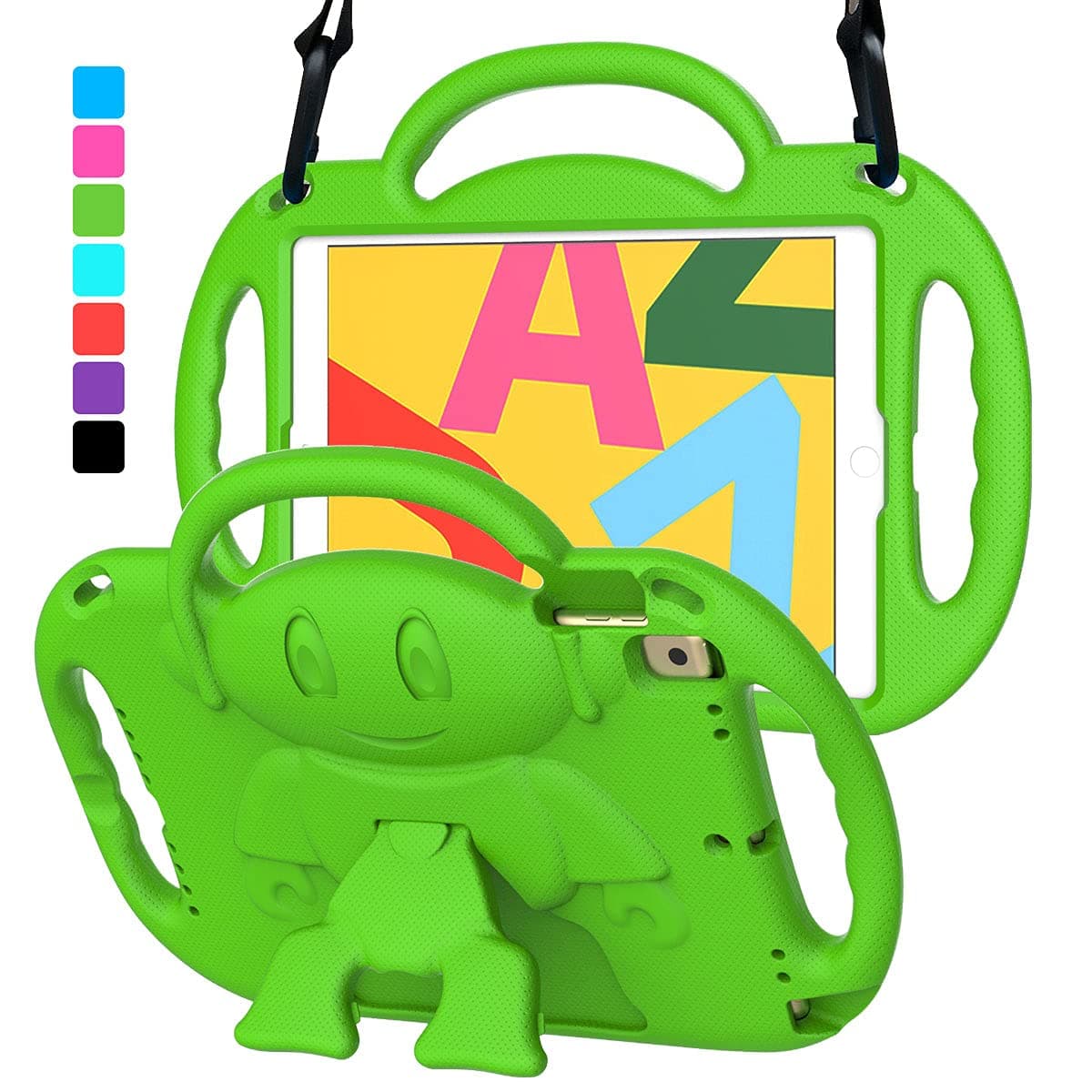 VICVOL Kids Case for iPad 10.2/10.5, Case for iPad 9th/8th/7th Generation 10.2 inch 2021/2020/2019, for iPad Air 3rd Gen/Pro 10.5 Protective Cover with Shoulder Strap Handle Stand, Green