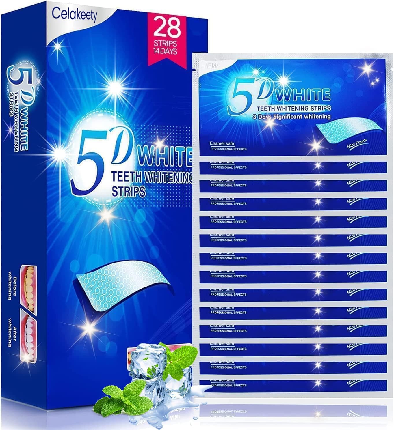 Teeth Whitening Strips, Tooth Whitening Kits: 28 Pcs 14 Packs Enamel Safe Non-Sensitive, Teeth Whitener Kits