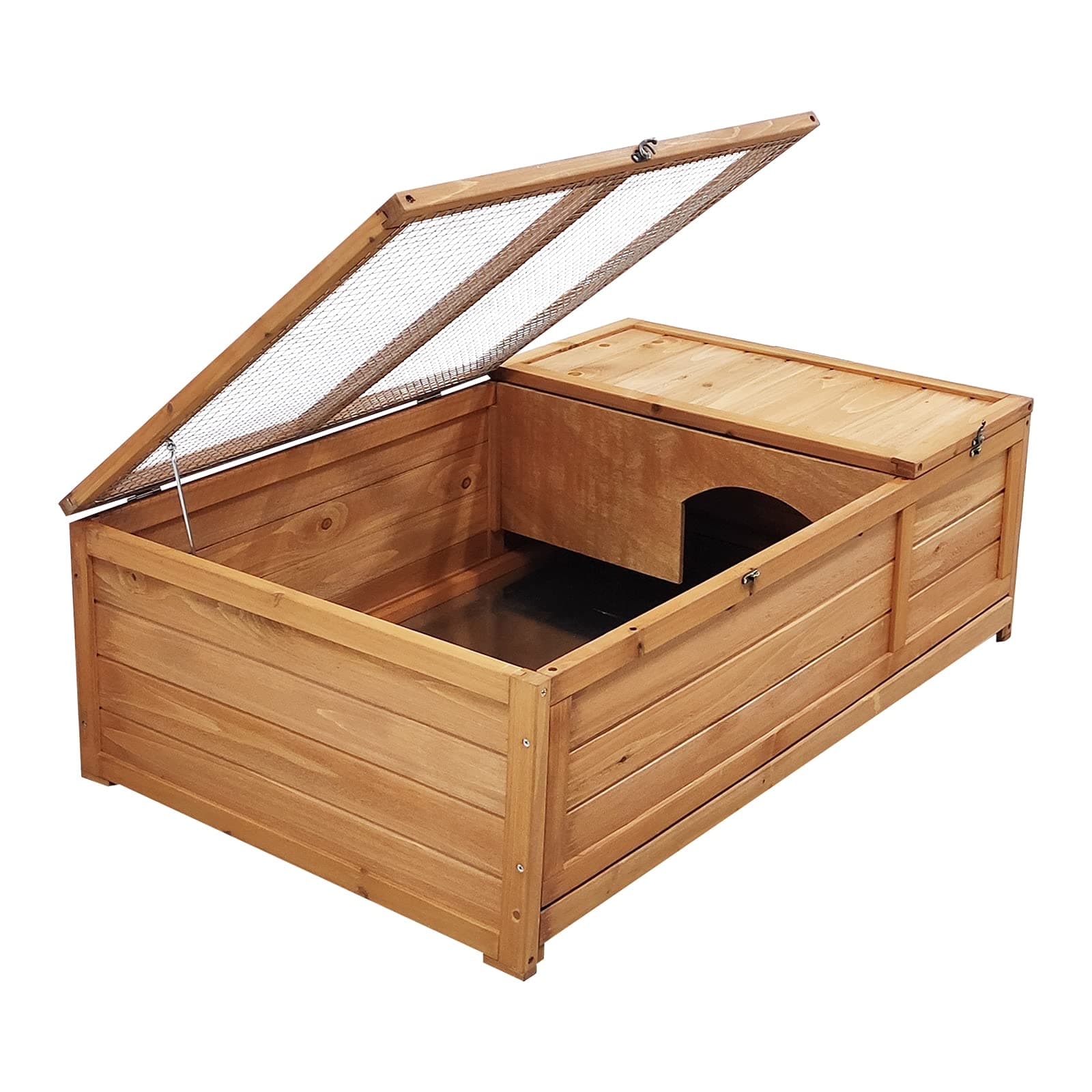 Ogrmar 38" x 13" x 24" Wooden Tortoise House Large Tortoise Habitat Enclosure Cage with Removable Bottom for Indoor & Outdoor Small Animals and Reptile