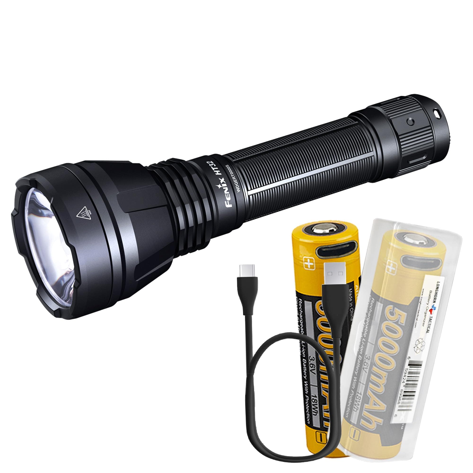 HT32 Tri-Color Hunting Light, 2500 Lumens 700 Yard Long Range Spotlight, USB-C Rechargeable for Hog Coyote Varmint Hunting with Extra Backup Battery and LumenTac Organizer