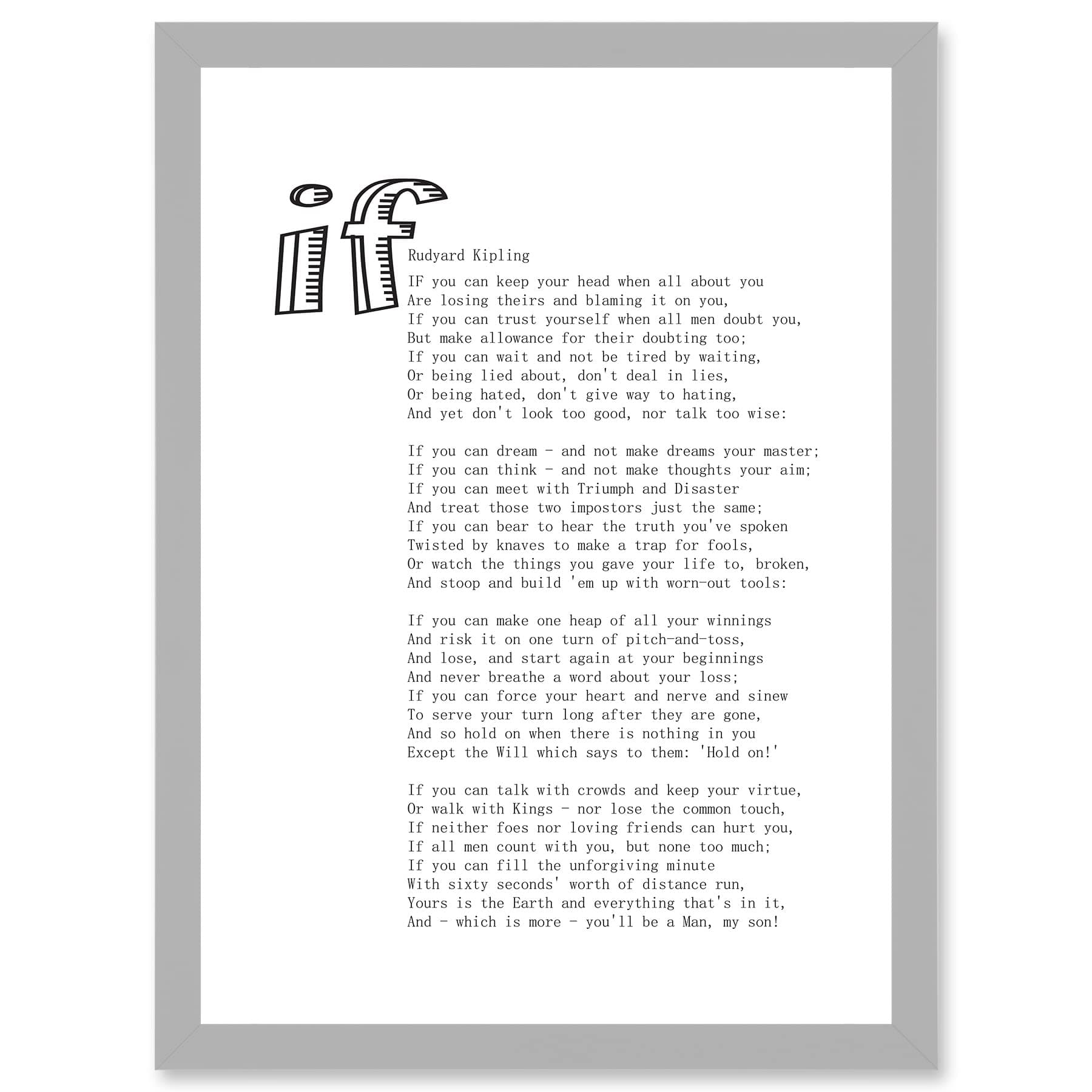 Quote Rudyard Kipling If Poetry Poem Artwork Framed A3 Wall Art Print
