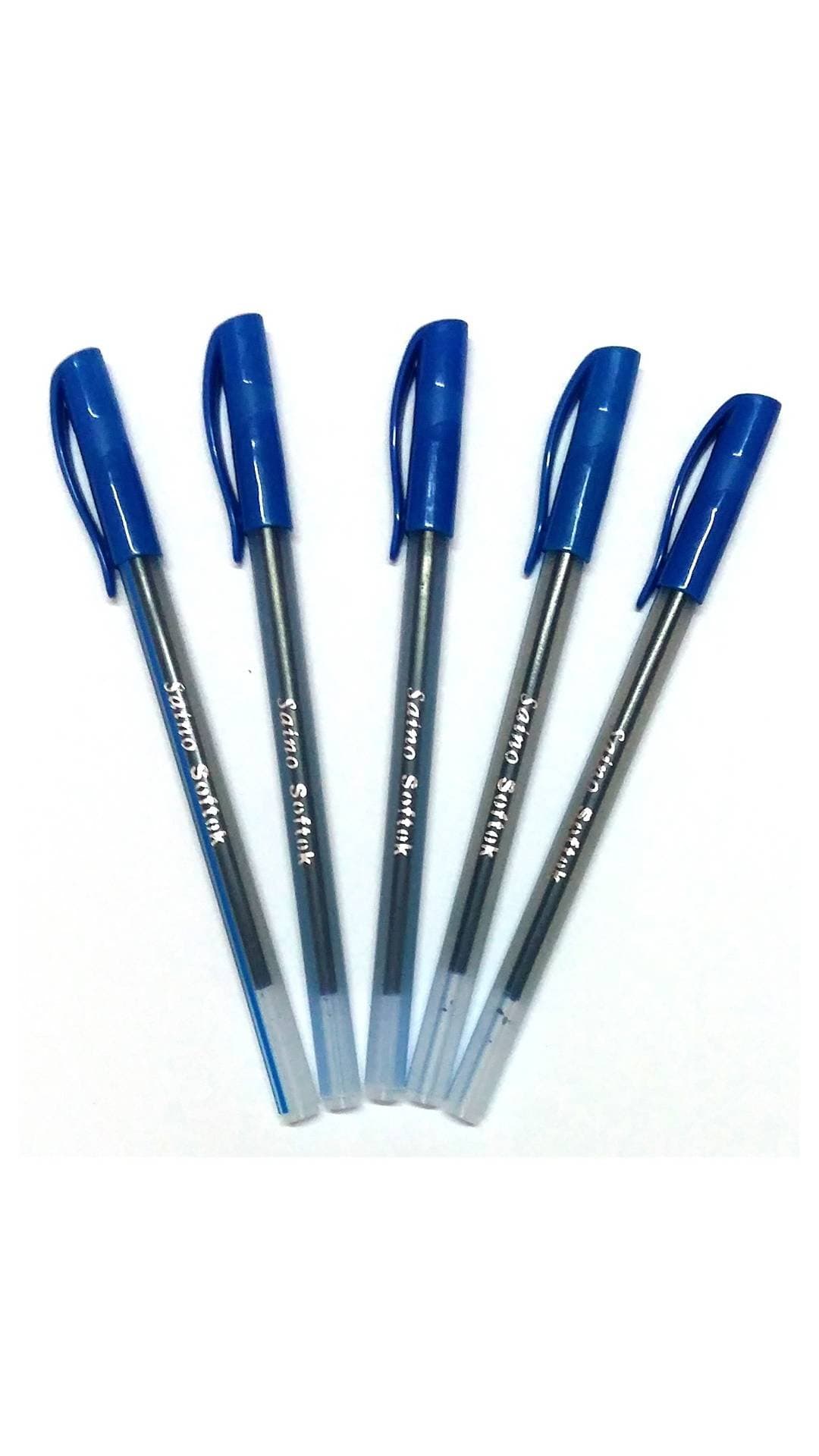 Saino Softek Use & Throw Ball Point Pens Blue ( 100 Pens)