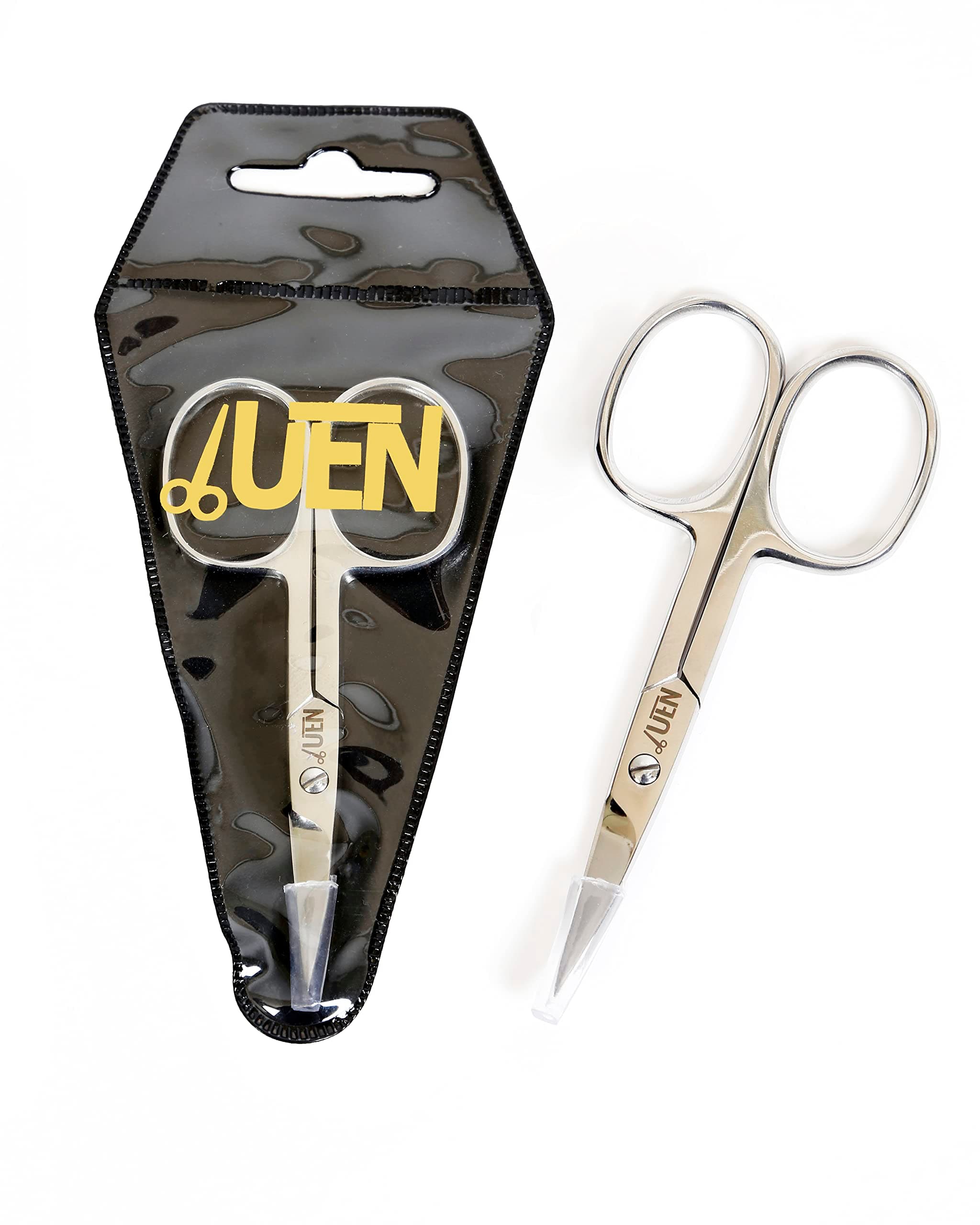 UEN MULTI-PURPOSE MANICURE PADICURE DEAD SKIN-CUTICLE REMOVAL SCISSORS FOR BEAUTY GROOMING/USED FOR TOE NAIL FINGERNAIL EYELASH EYEBROW MOUSTACHE /3.5 INCHES/SILVER