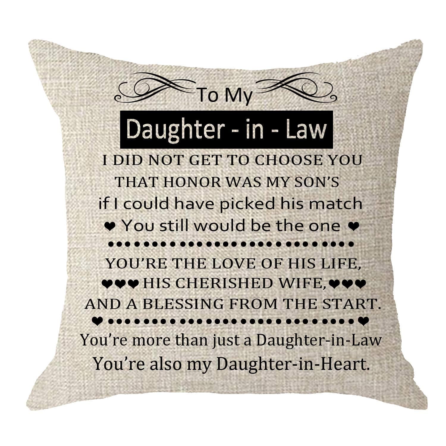 NIDITW to My Daughter-in-Law Stepdaughters Wedding Present I Did Not Get to Choose You That Honor Cream Body Burlap Throw Pillow Case Cushion Cover Sofa Farmhouse 18x18 Inches (1-Daughter-in-Law)