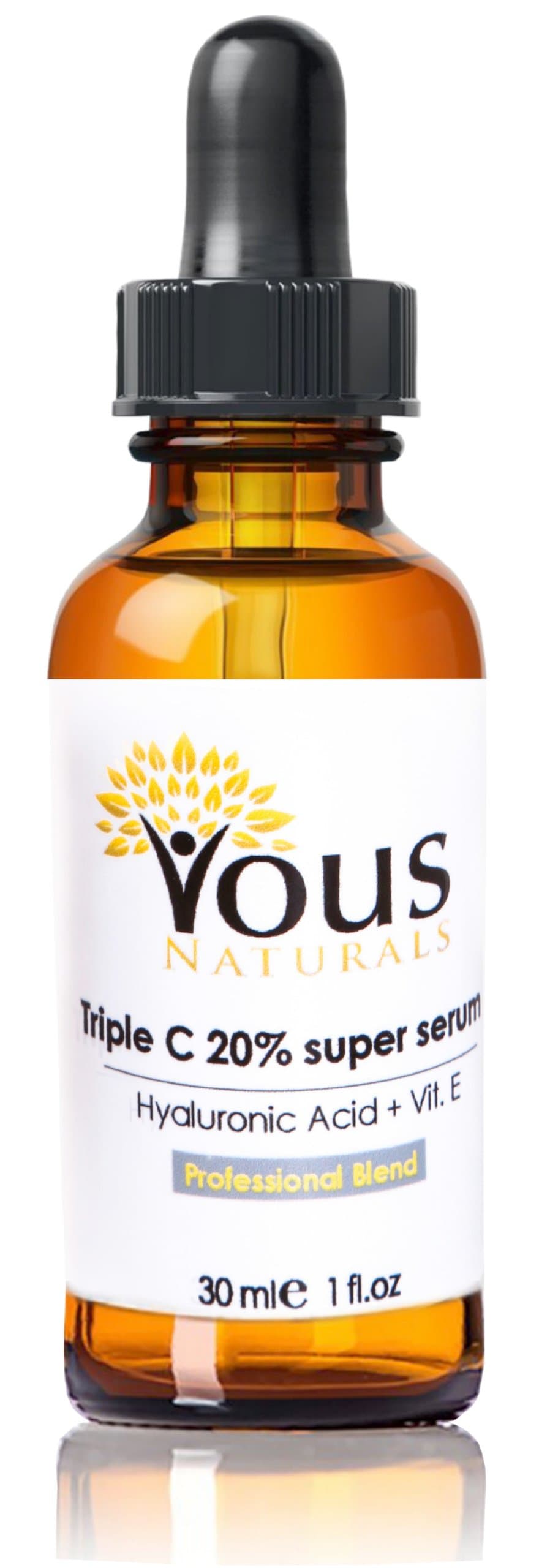 NEW Professional Vitamin C serum for your face! Potent Anti Aging Serum! One Single Bottle Has Three Forms of Vitamin C Serum 20 % + Hyaluronic Acid + Vitamin E. This Product Will Keep Your Skin Radiant & More Youthful Looking By Neutralizing Free Radicals! Vous Naturals, the Newest and Most Stable Form of Vitamin C 20% Available on the Market!! Don't Waste Your Time! Use the Best One! Total Satisfaction in 30 Days or 100%