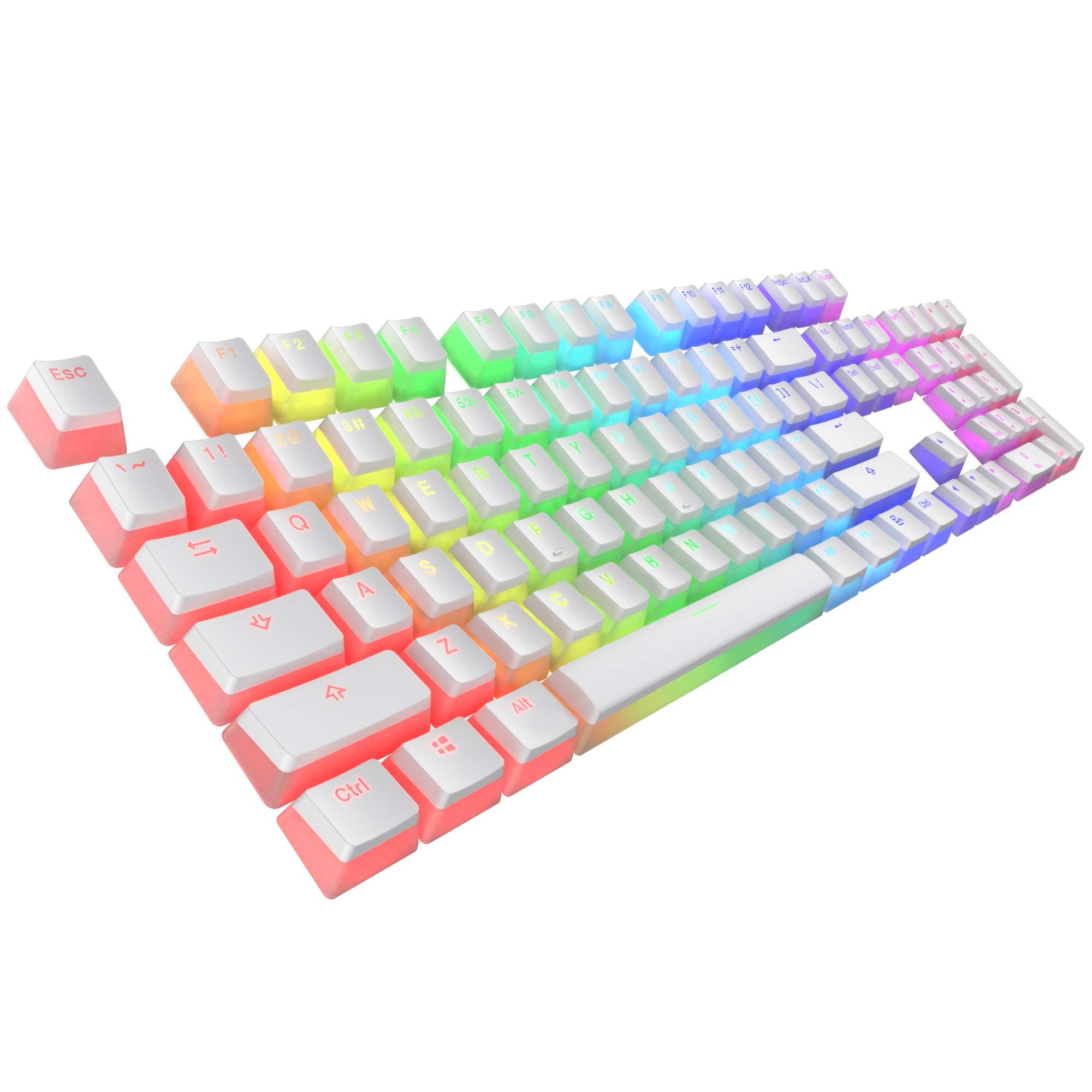 PBT Keycaps, Double-Shot PBT Keycap Set, for Mechanical Keyboards, Full 111 Keys Set, OEM Profile, English (US, ANSI) (Pudding White)