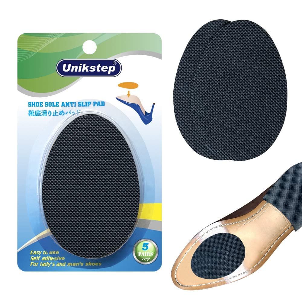 Unikstep 5 Pairs Shoe Sole Anti Slip Grips, Non Skid Self Adhesive Rubber Pads, Shoe Bottom and Heel Noise Reduction Stickers and Protectors (Black), Black, 5 Pair (Pack of 1)