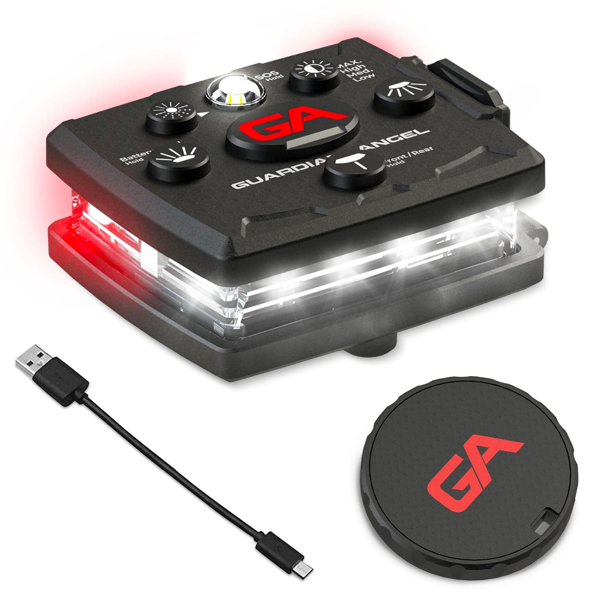 Micro Series Safety Lights, (All White Front & Red Rear) | Rechargeable, Magnetic & Hands-Free Wearable LED Flashlight for Dog Walking, Cycling, Hiking, Camping & Fishing