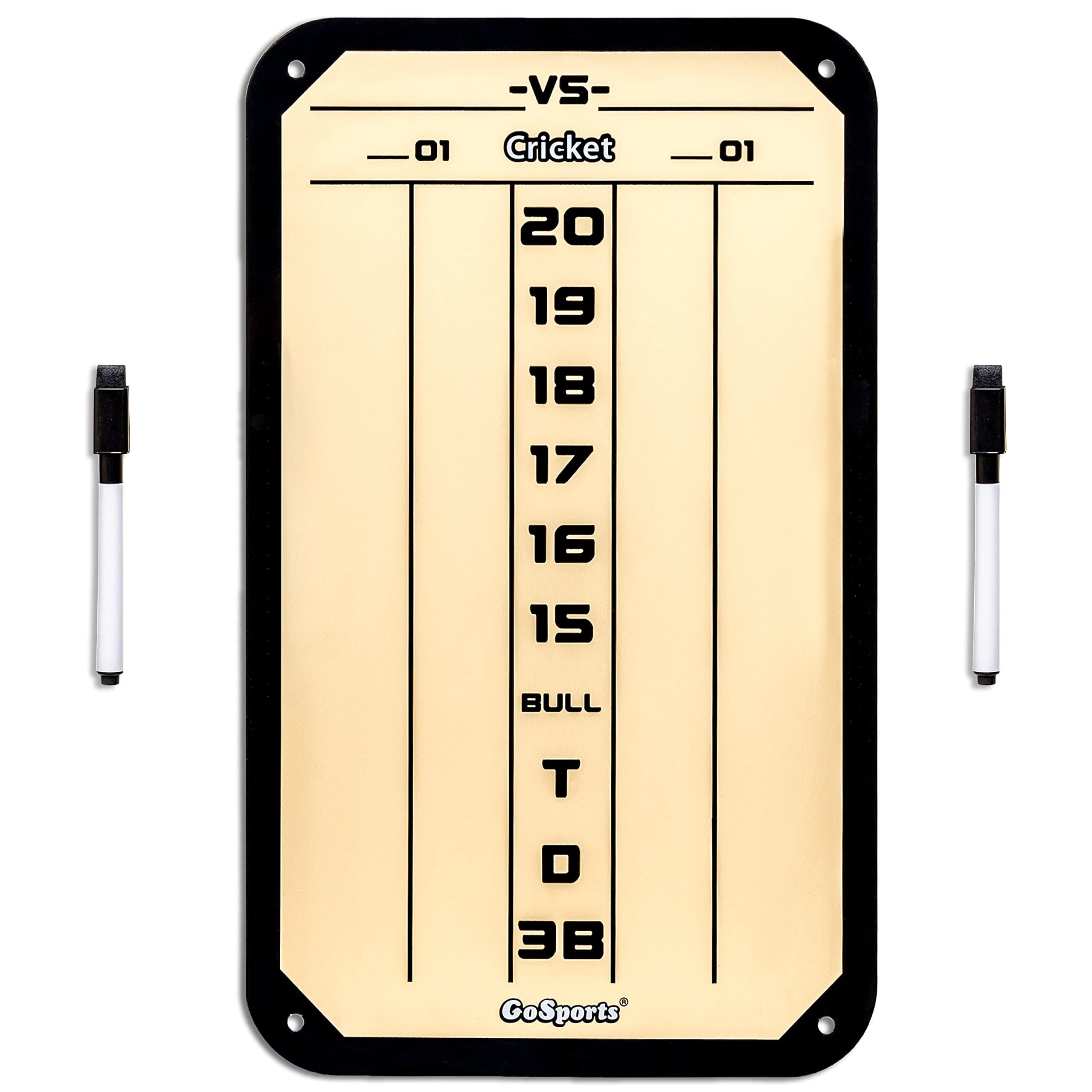 Dry Erase Steel Darts Scoreboard - Cricket and 01 Dart Games with 2 Magnetic Markers