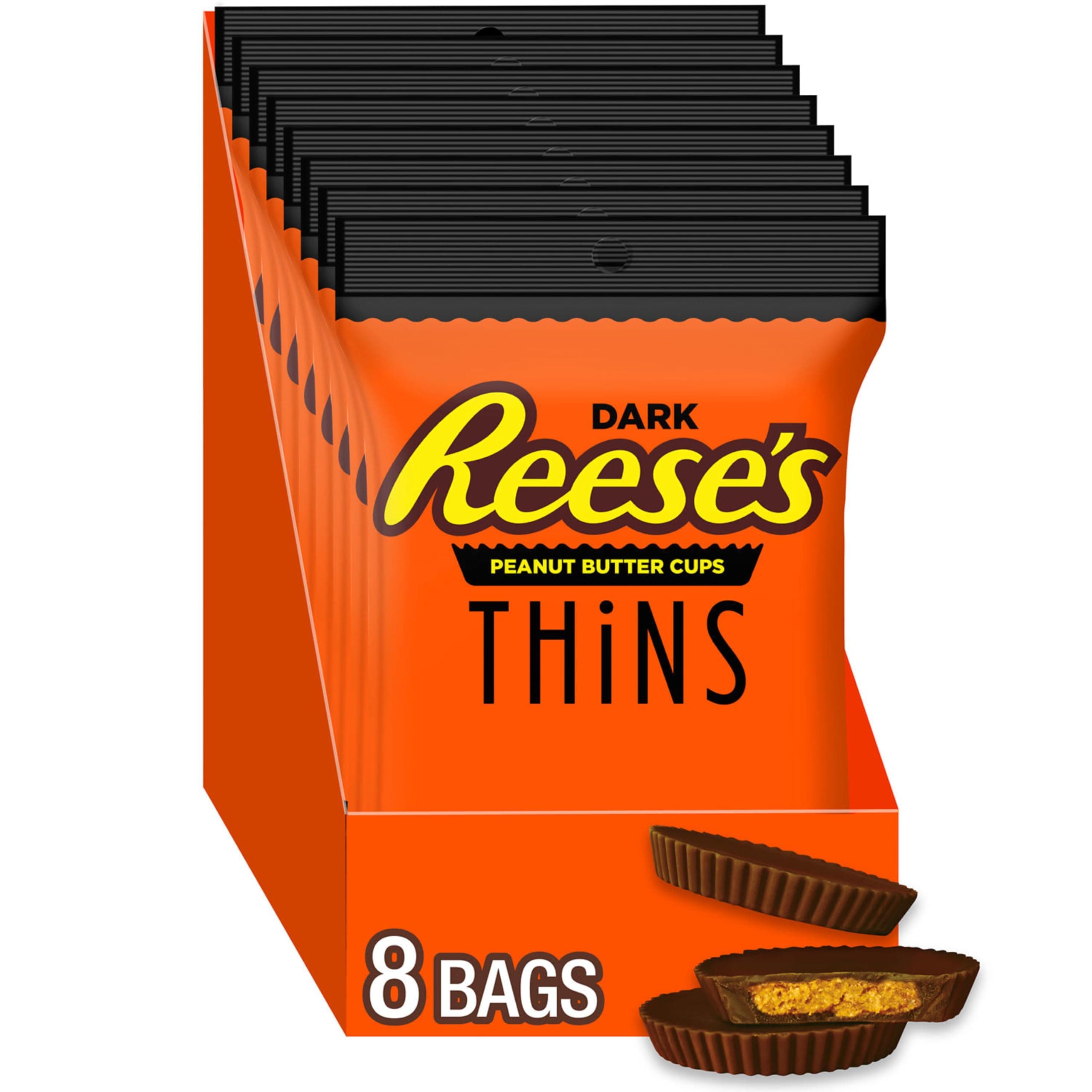 THiNS Dark Chocolate Peanut Butter Cups, Candy Packs, 3.1 oz (8 Count)
