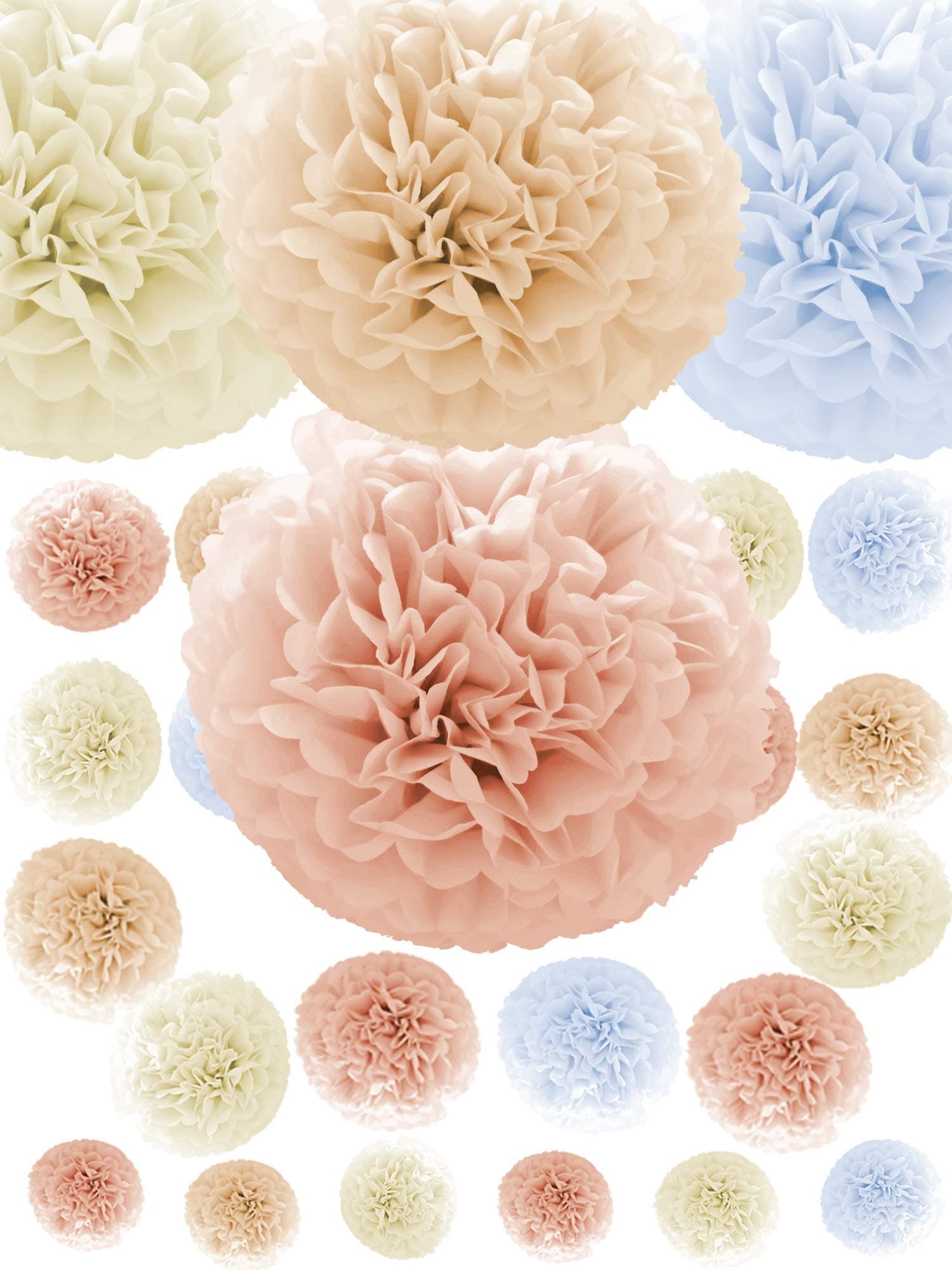Natural Neutral Colors Tissue Paper Pom Poms