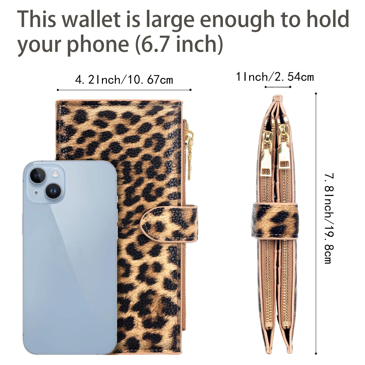 Coco Rossi Womens RFID Blocking Glitter Leather Multi Card Organizer Bifold Black Wallet with Zipper Pocket,light leopard, light leopard, Large