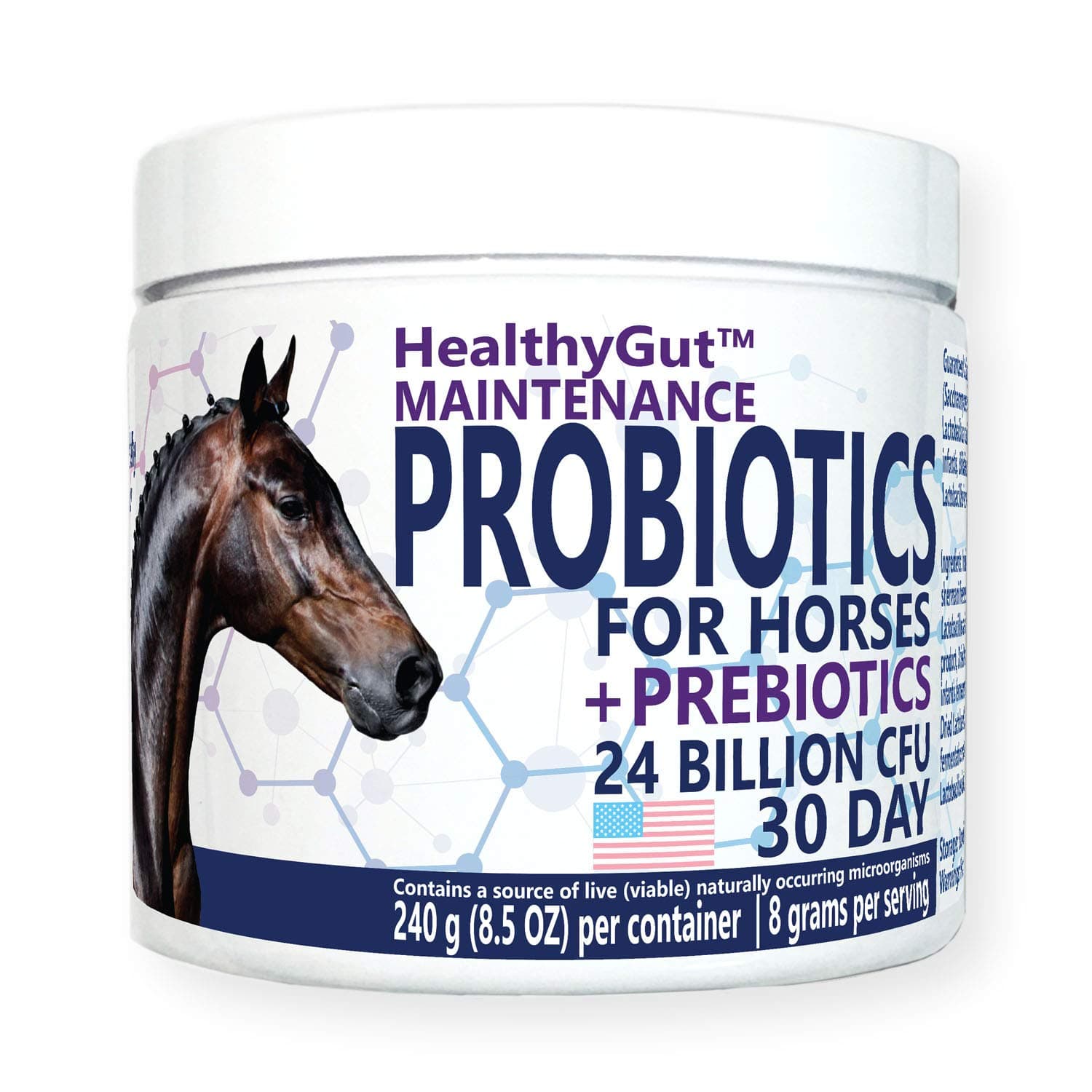 HealthyGut™ Probiotics for Horses Dietary Supplement, All-Natural Digestive System Maintenance Formula (30 Days)