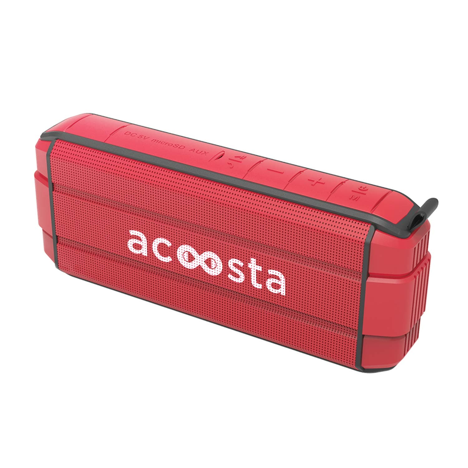ACOOSTA BOLD 370, IPX5 Waterproof, Portable Wireless Bluetooth Speaker with Bass, 3600 mAh Battery (Upto 24hrs of Playback), True Wireless Stereo, Built in Mic, SD Card & Aux (Scarlet Red)
