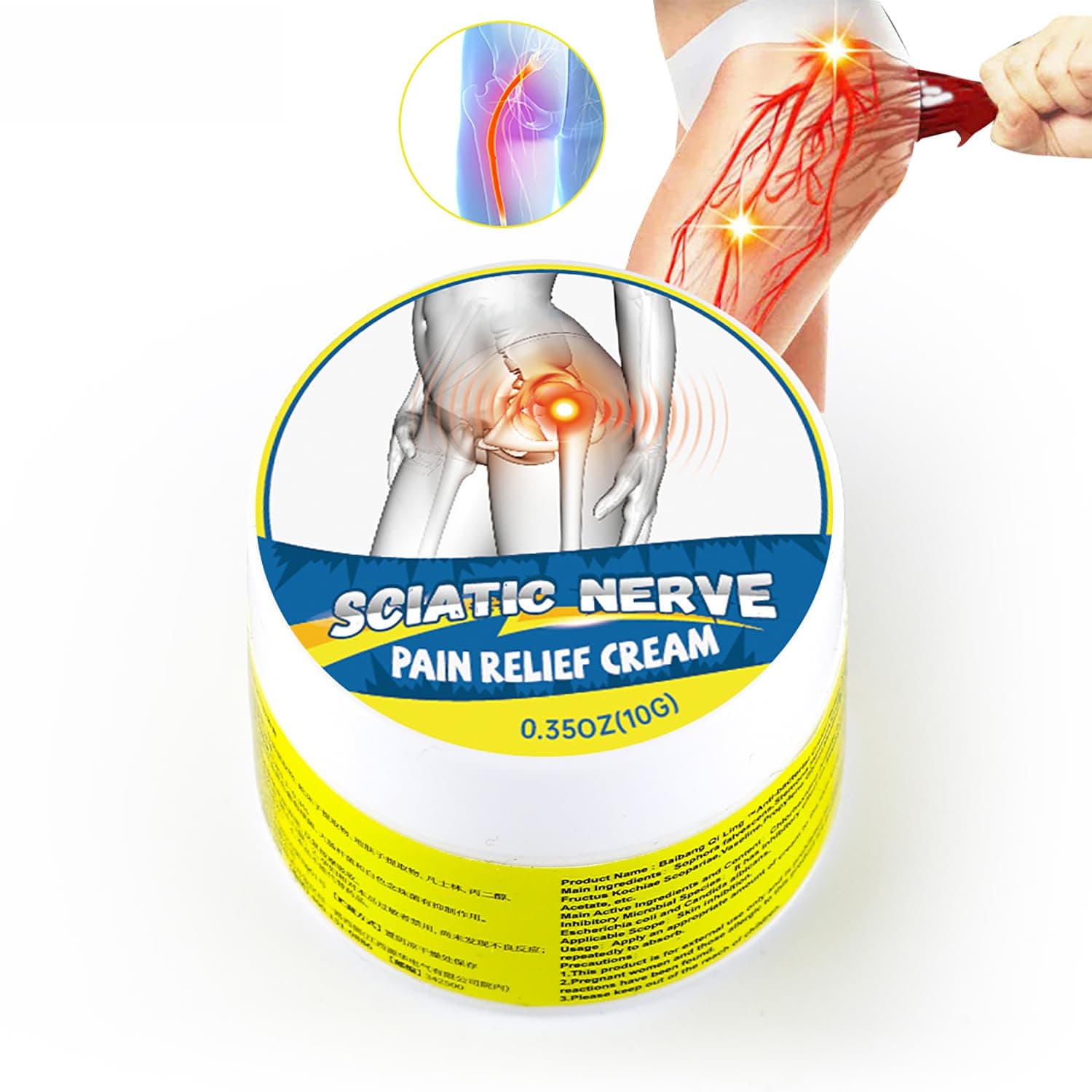 2 Pack Natural Ingredients Sciatica Nerve Pain Relief Ointment, 10g/Pack