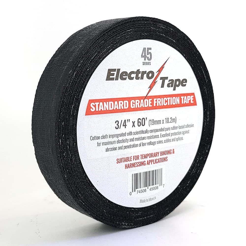 Friction Tape Standard Grade 45 Series - 3/4" x 60ft - High Grade Cloth Rubber Based Adhesive - 1 Roll