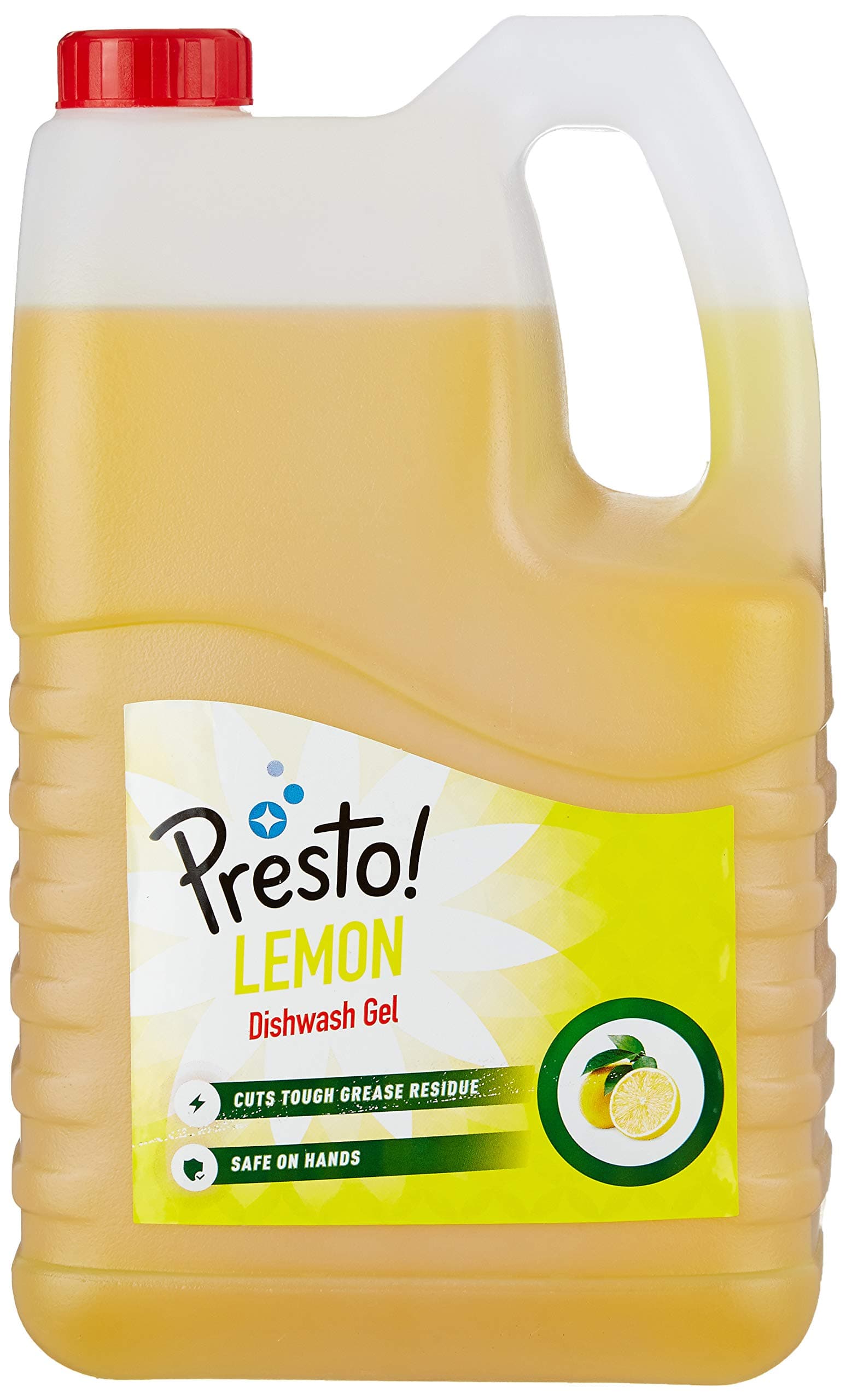 - Amazon Brand - Presto! Dishwash Gel | Lemon | 5 Litre Refill Can | Dishwash Liquid | Cuts Through Grease | Safe On Hands
