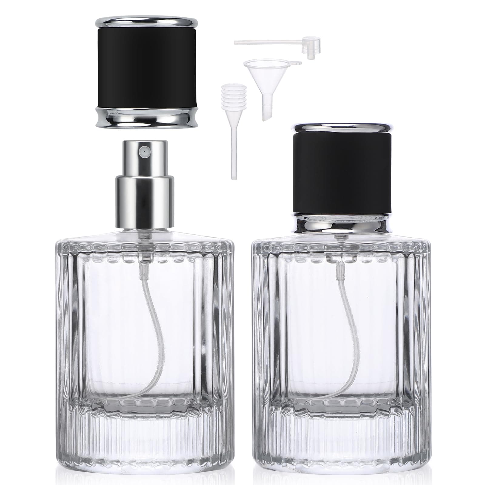 Segbeauty 1.7oz Refillable Perfume Bottle Travel, 50ml Cologne Atomizer Sprayer Empty, 2 Pack Vintage Perfume Bottles Glass Fine Mist Spray Bottle Toiletries Sample Container for Liquids