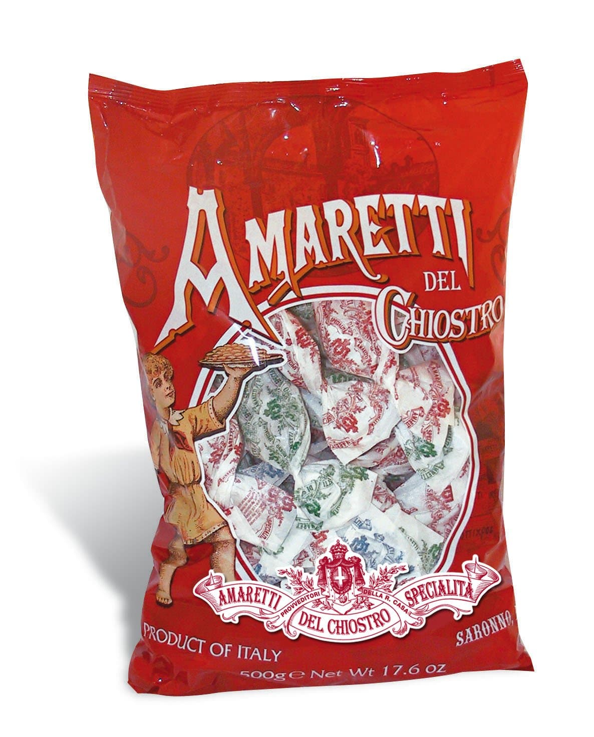Amaretti Del Chiostro, Amaretti Di Saronno Crunchy Italian Cookies Cello Bag, 17.6 oz