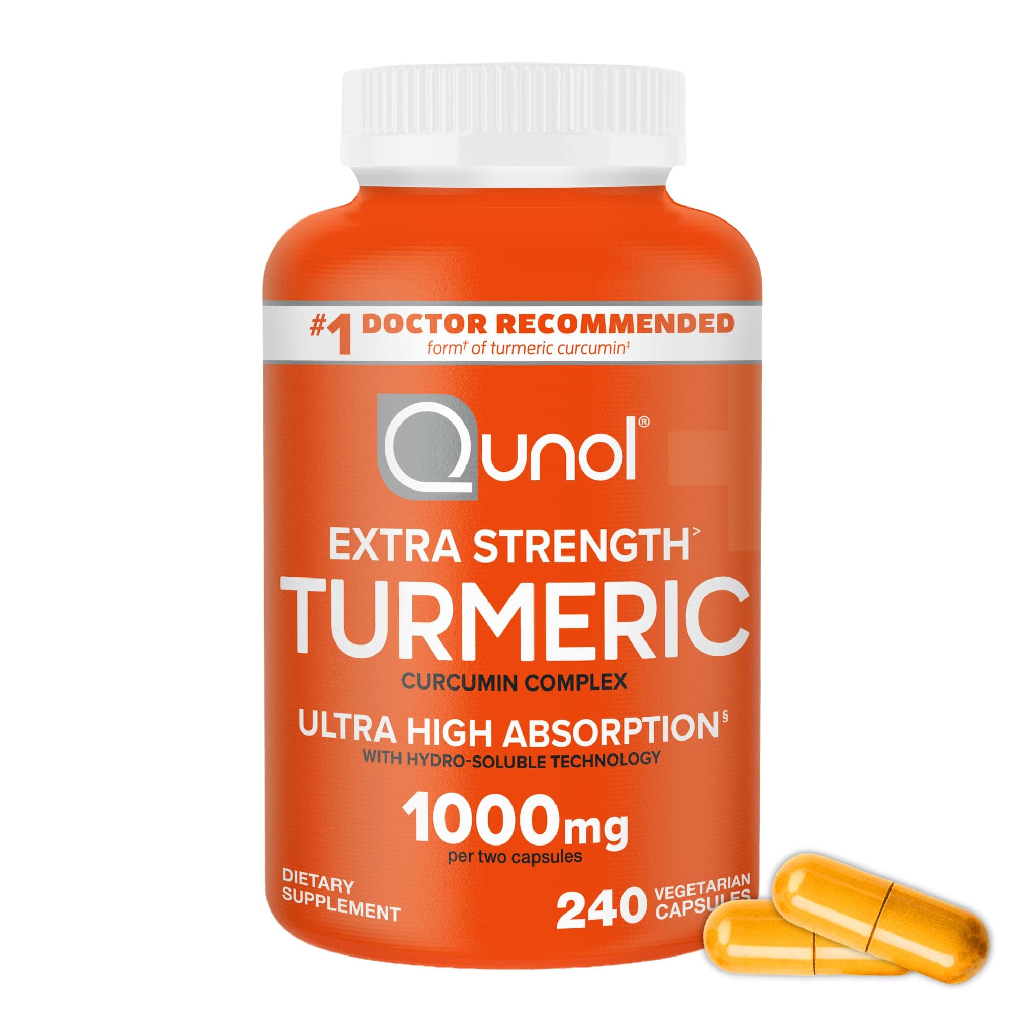 Turmeric Curcumin Supplement, 1000mg with Ultra High Absorption, for Joint Support, Extra Strength Capsules, 240 Count