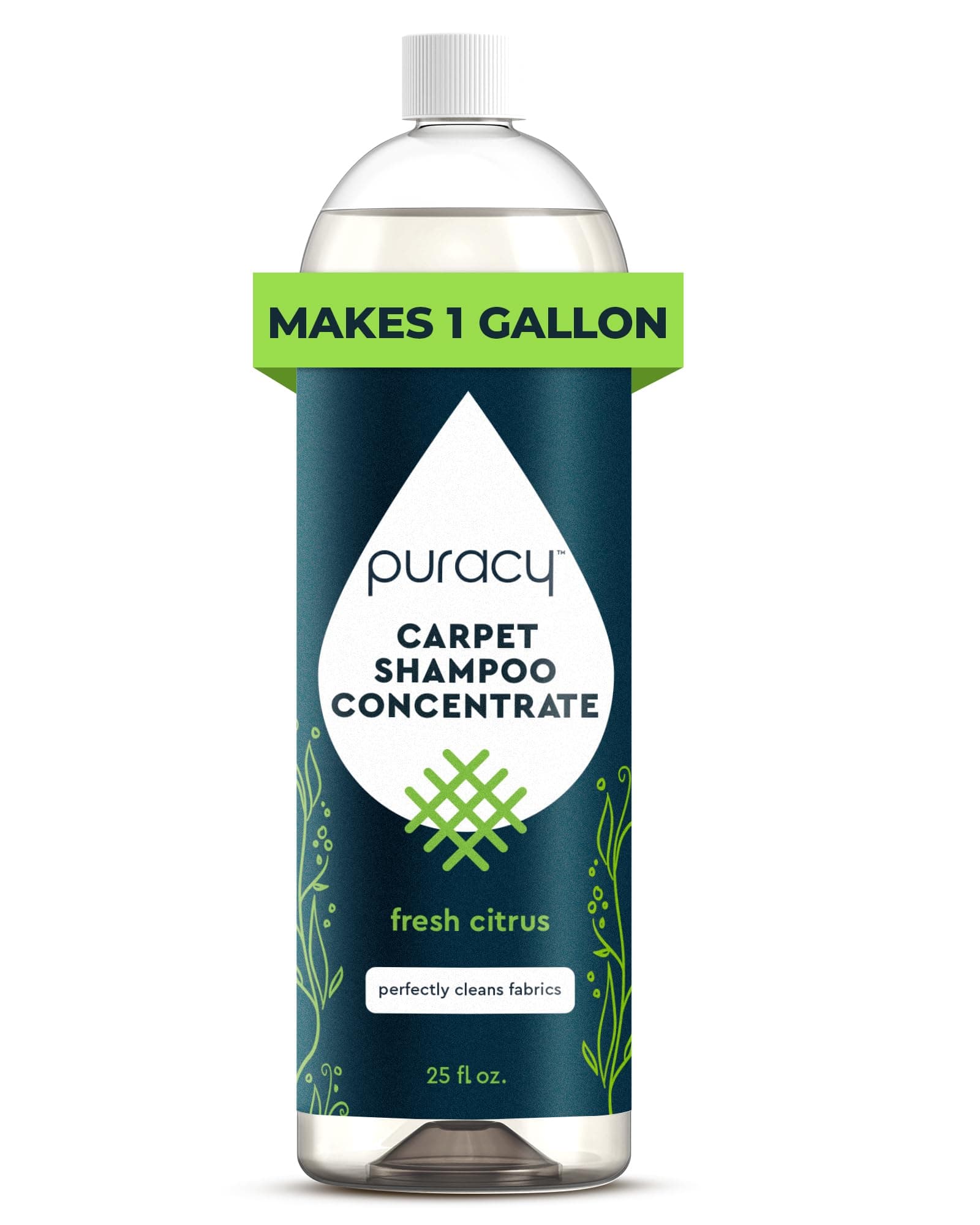 Puracy Carpet Shampoo – Pet Carpet Cleaner Solution, Stain Remover, Pet Stain & Odor Remover, Rug & Upholstery Cleaning Solution, Concentrated (Fresh Citrus, 25oz)