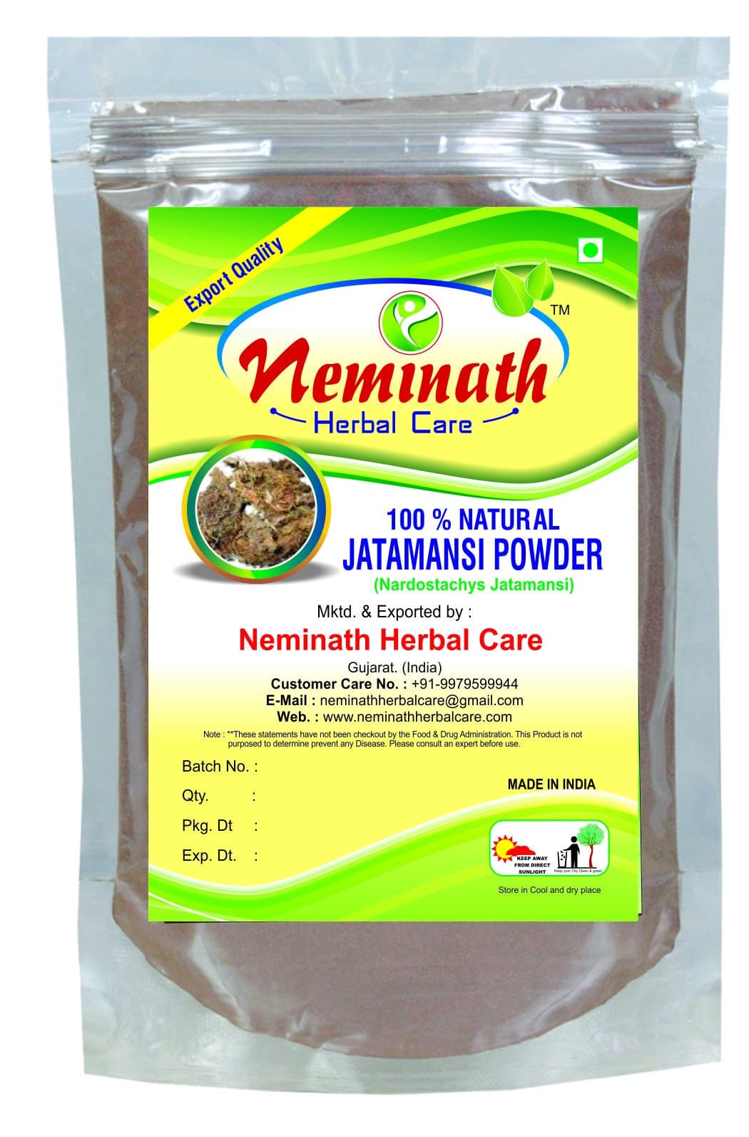 100% Natural Jatamansi Root (NARDOSTACHYS JATAMANSI) Powder for REJUVENATING HAIR ROOTS NATURALLY by Neminath Herbal care (1/2 lb / 8 ounces / 227 g)