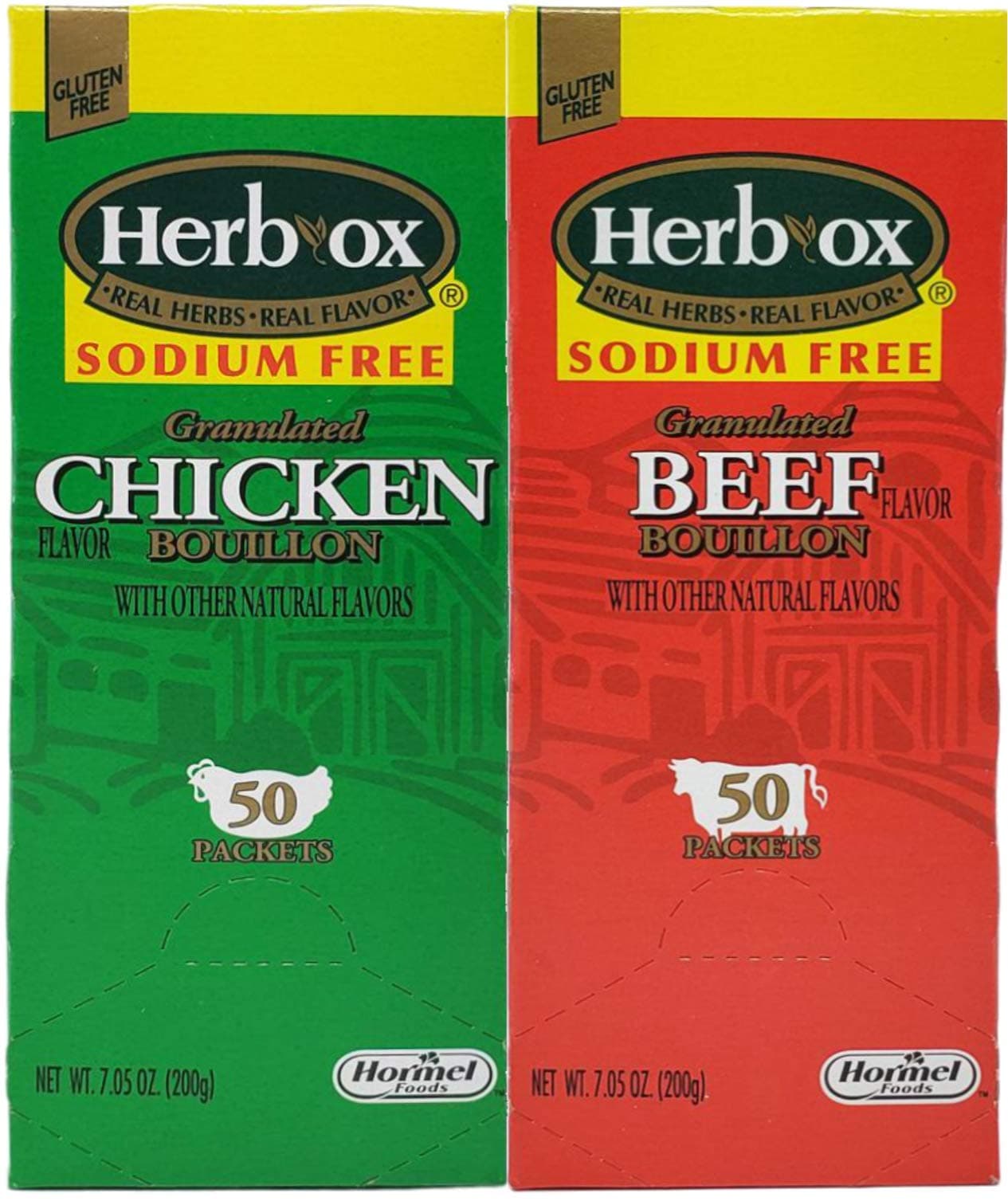 Herb-Ox Sodium-Free Broth Pack, Beef & Chicken, 100 Packs Total