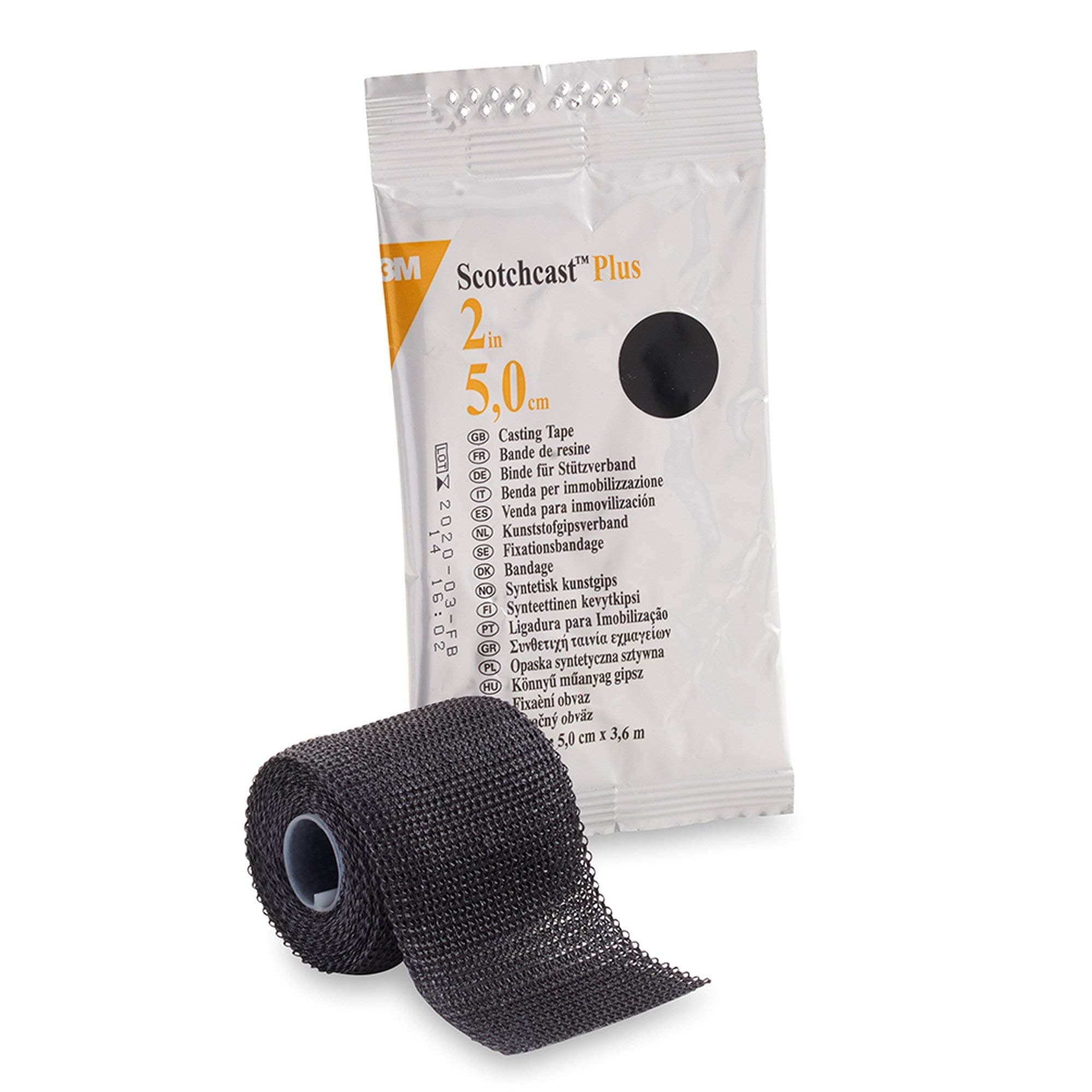 3M Scotchcast Plus Cast Tape 2 Inch X 12 Foot Fiberglass Black, 82002A - One Roll