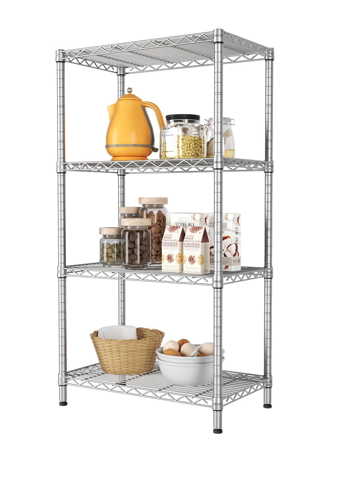 SINGAYE 4 Shelves Adjustable Storage Shelf Wire Shelving Rack Bathroom Standing Units Laundry Room Organization for Kitchen Office Bathroom Organizers Metal Pantry 14" D x 24" W x 48" H Gray
