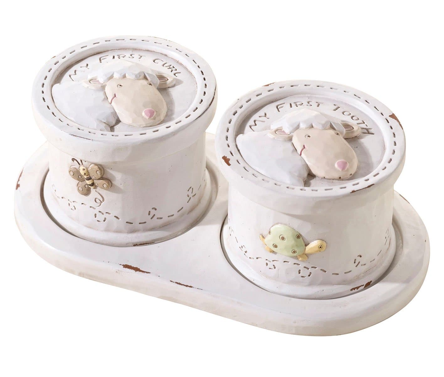 Lillian Rose Keepsake Tooth and Curl Box, Little Lamb, 5.5" x 1.75"