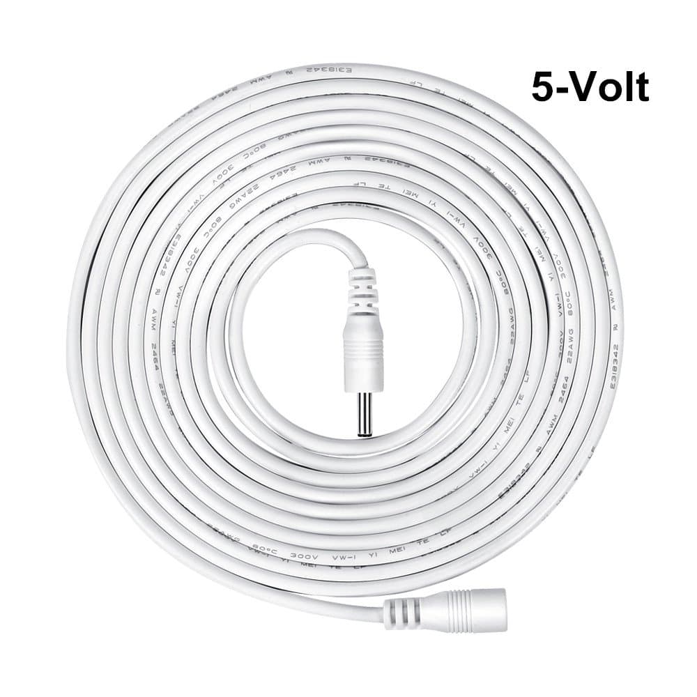 Universal DC 5V Power Adapter Extension Cord for IP Camera, Compatible for 5-Volt IP Camera Power Adapter, 1.35mm x 3.5mm Plug, 10 Feet Length(White)