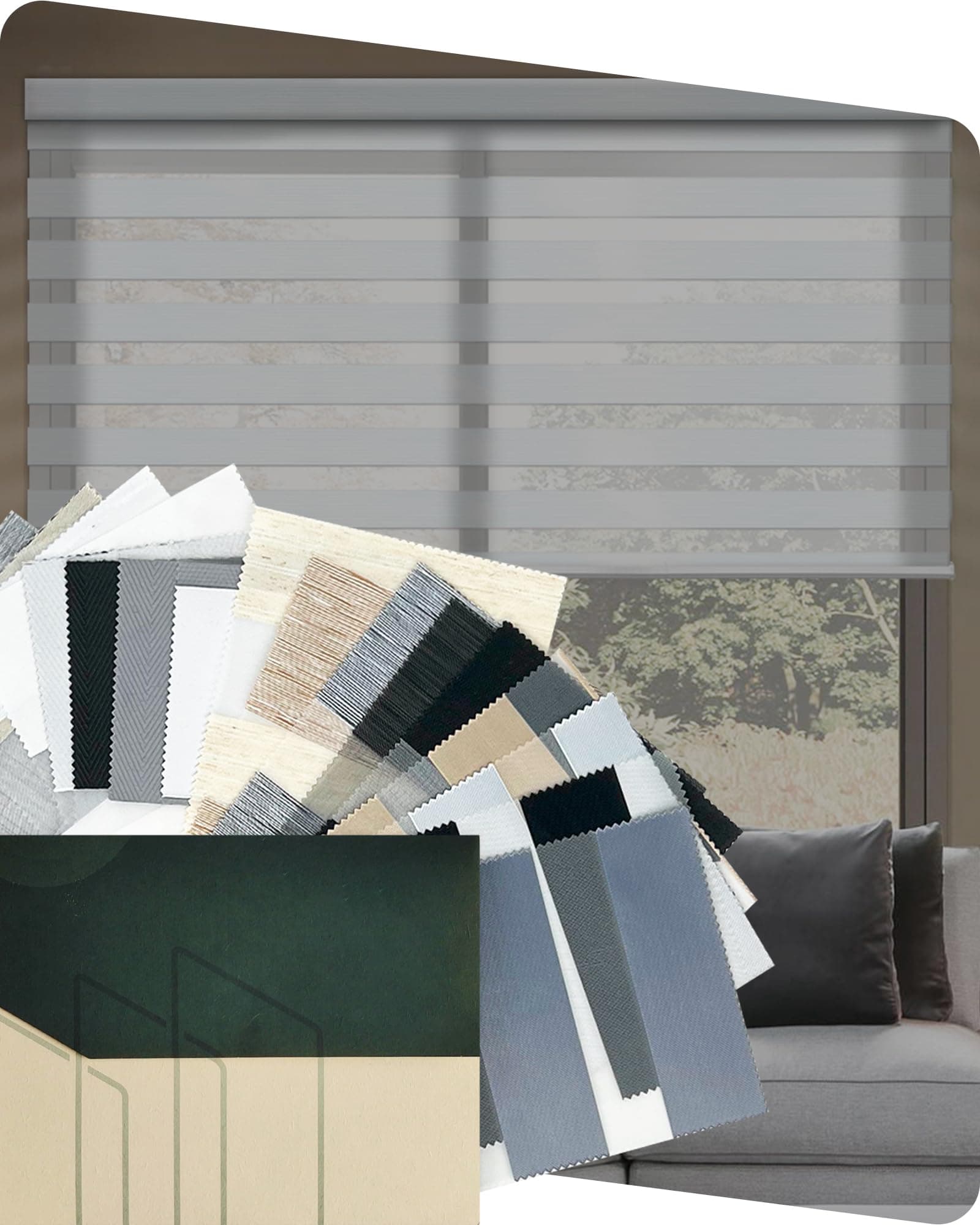 Motorized Zebra Blinds: Custom Size, Privacy Electric Blinds with Remote, Multicolor Fabric Sample