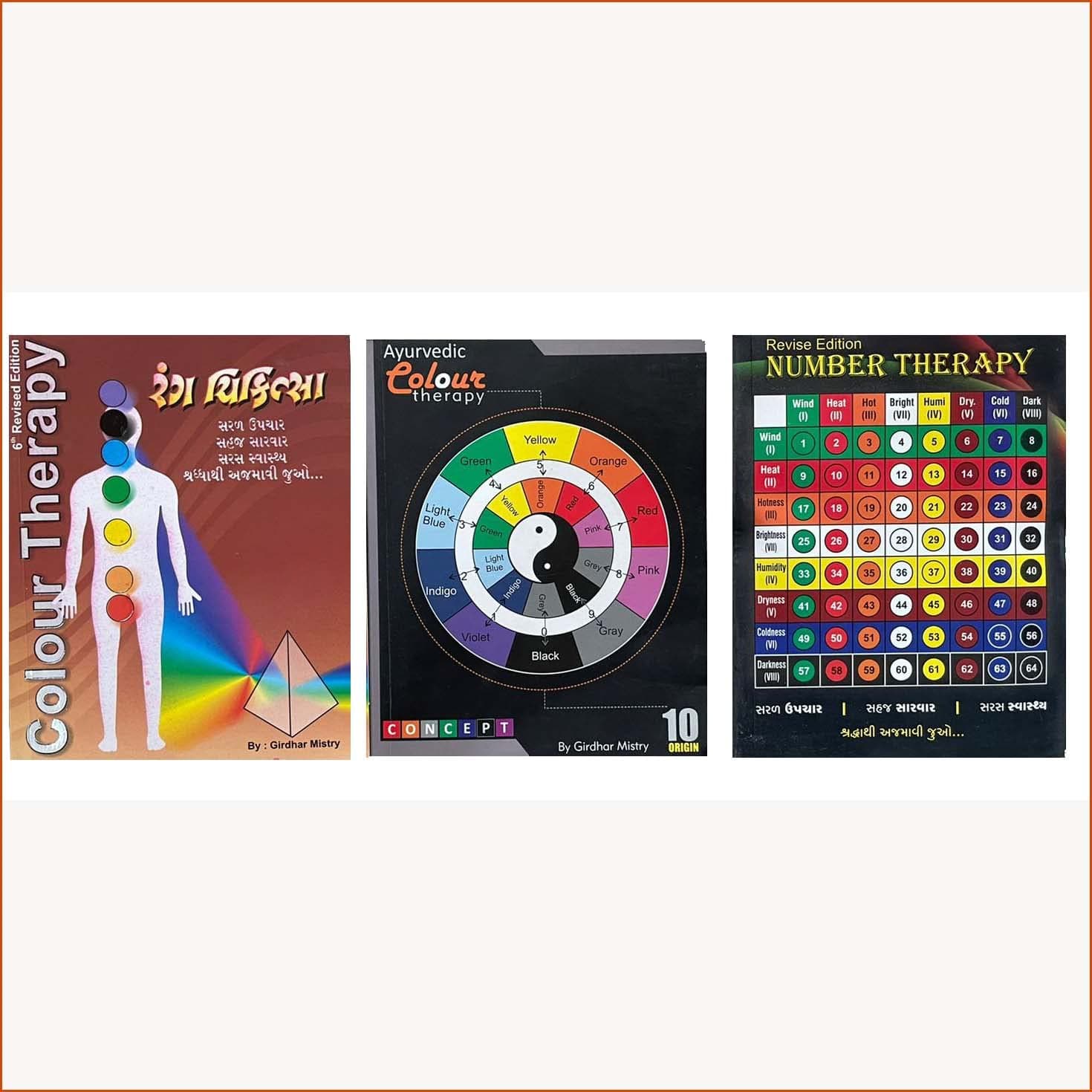 ANCS Sujok Rang Chikitsa, Ayurvedic Colour, & Number Therapy Book,(3 Book) (pocket serise)