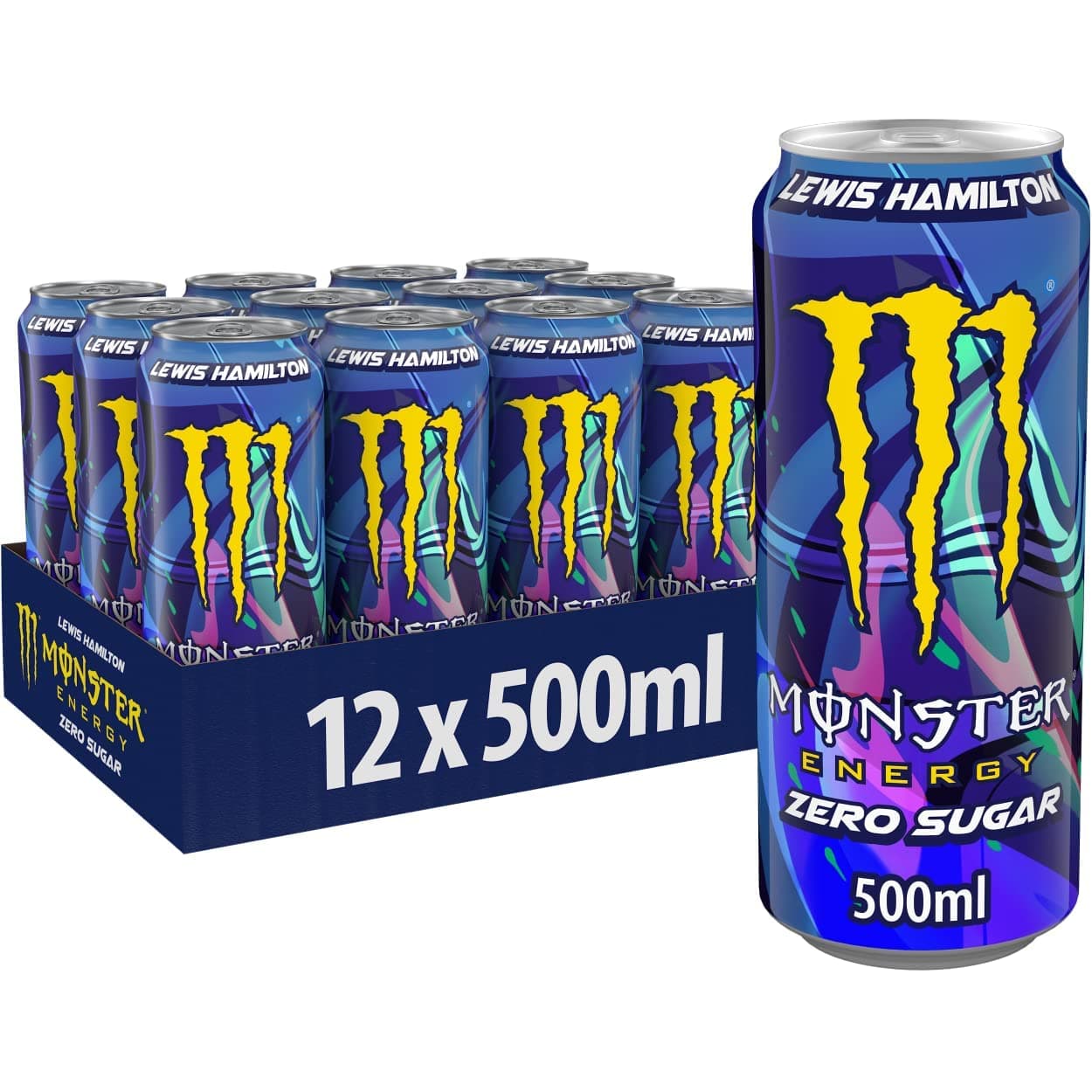 Lewis Hamilton Zero - Caffeinated Energy Drink With A Refreshing Peach-Nectarine Taste - Without Sugar And Without Calories - In Practical Disposable Cans 500ml (Pack Of 12)