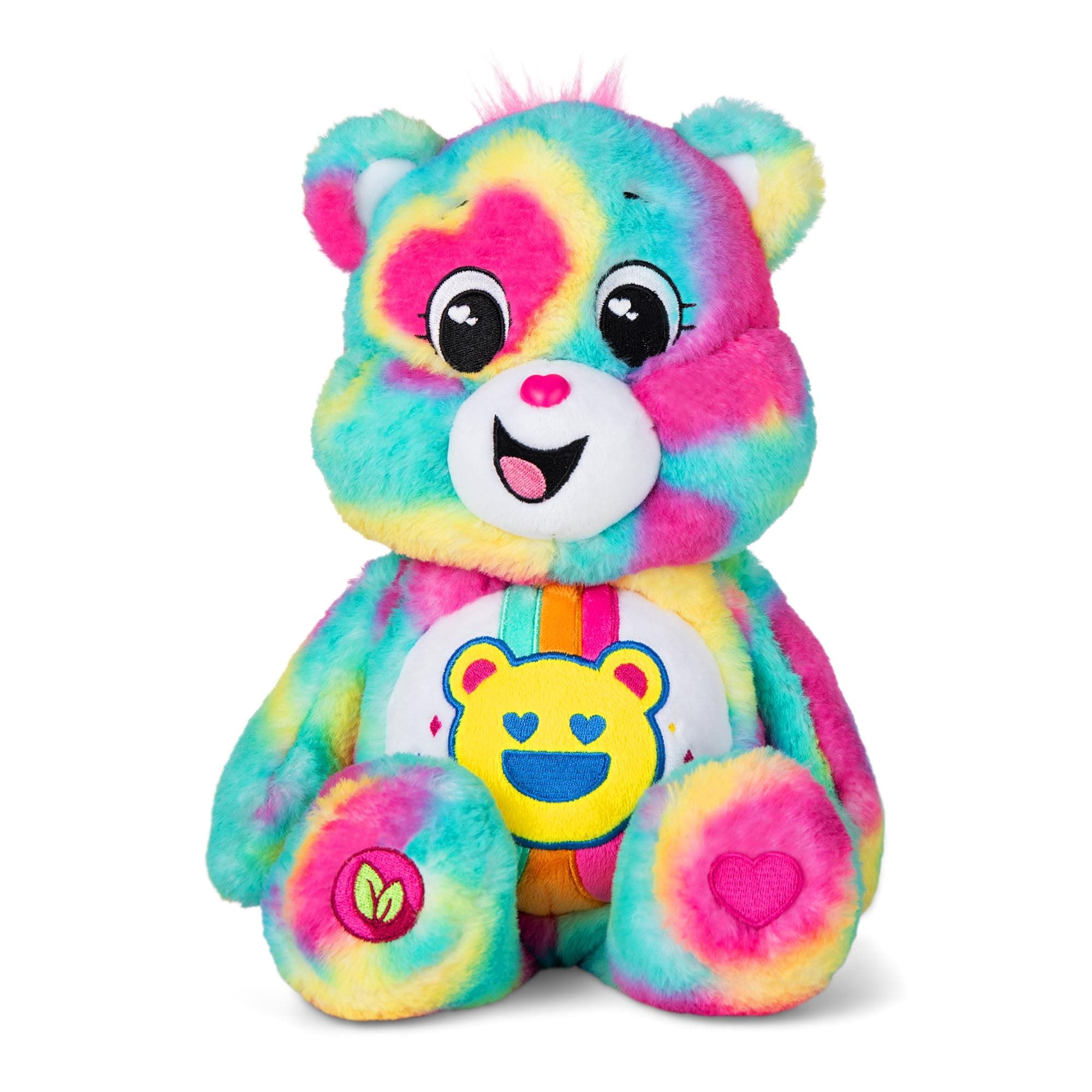 Care Bears 14” Good Vibes Bear- Tie-Dye Multicolored Plushie for Ages 4+ – Perfect Stuffed Animal Support Gift, Super Soft and Cuddly – Good for Girls and Boys, Employees, Collectors