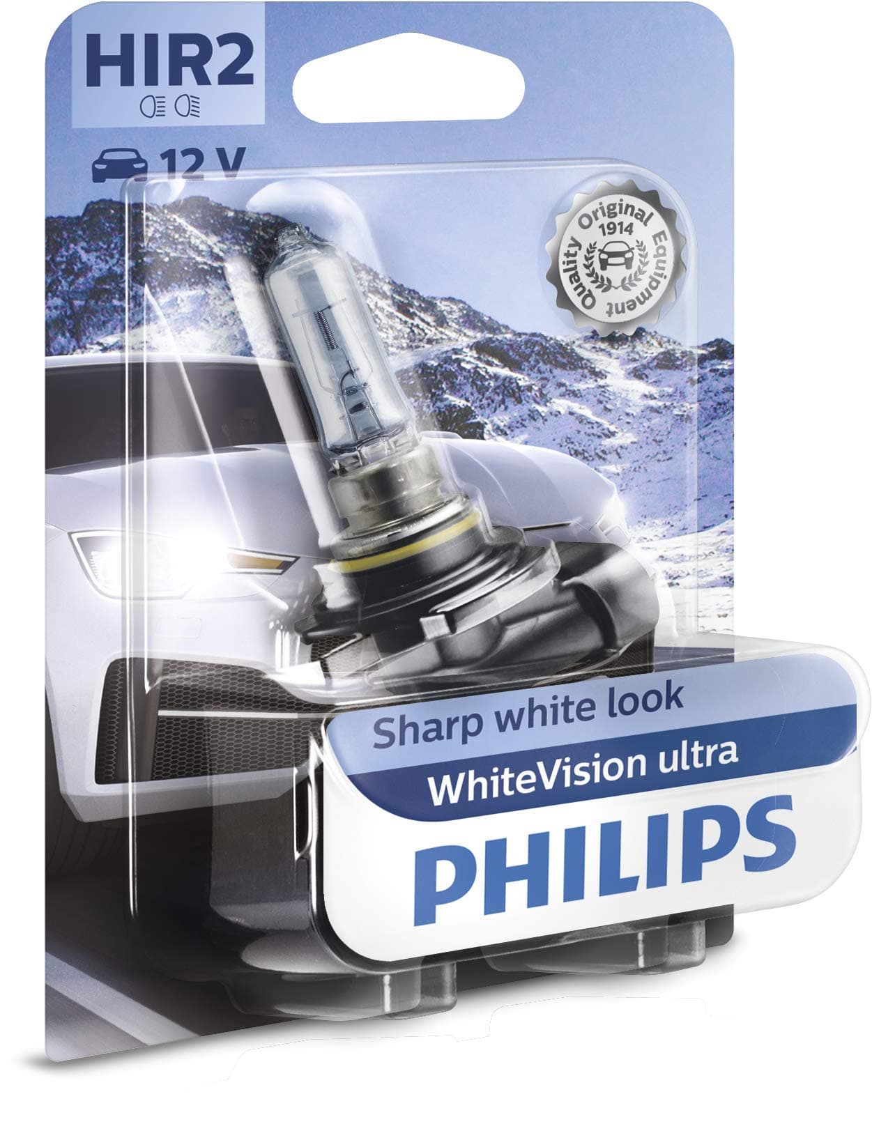 Philips WhiteVision ultra HIR2 car headlight bulb, White, Single blister